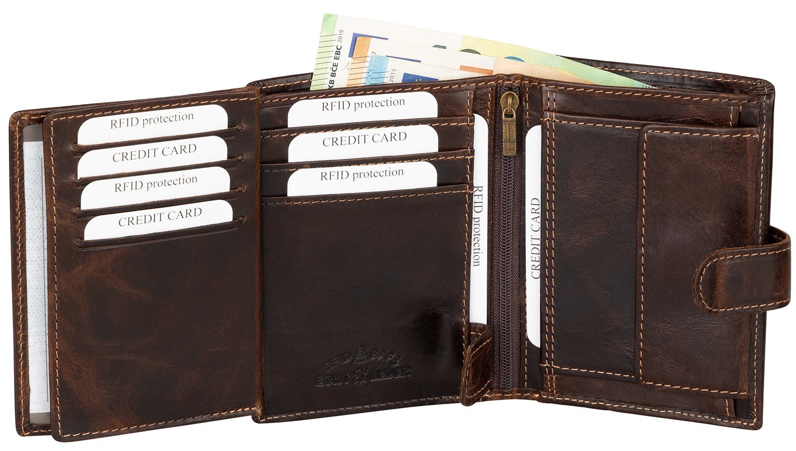 Wild Things Only !!! Geldbörse RFID echt Leder Portemonnaie Geldbörse Riegelbörse Herren Hochformat, RFID Schutz – Bild 5 von 5