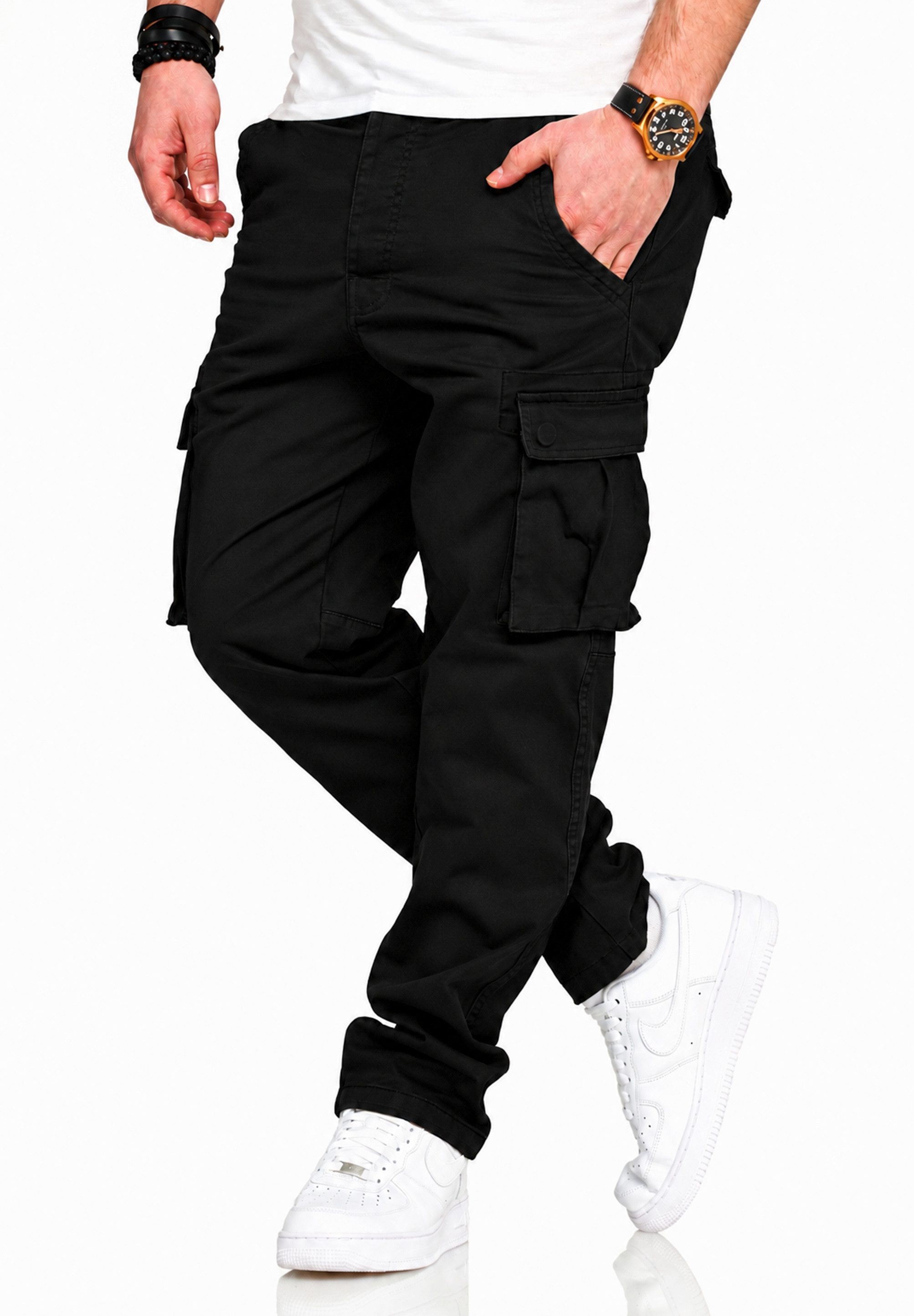 DAILY COTTON Cargohose als Stoffhose mit Stretch Chino Cargo Hose mit Gürtelschlaufen für Herren