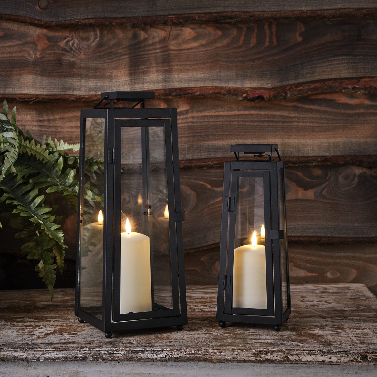 Lights4fun LED-Kerze Porto Solar Laternen Duo mit TruGlow® Kerzen