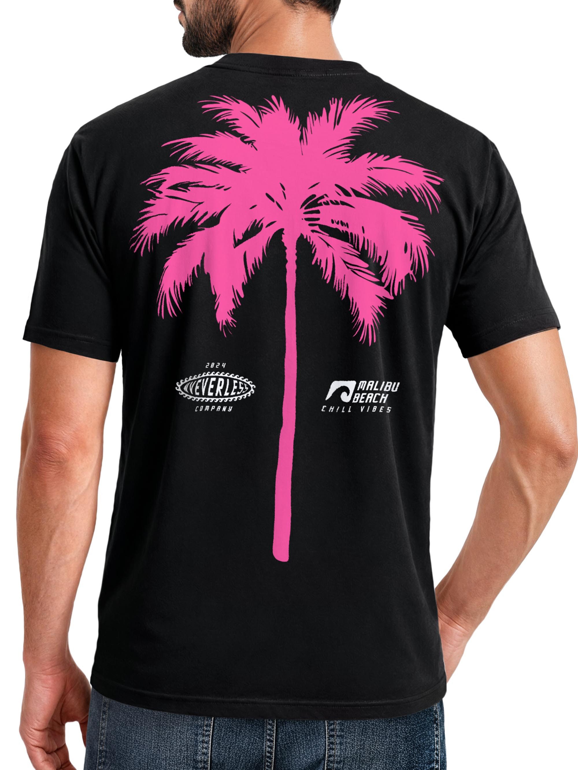 Neverless Print-Shirt Herren T-Shirt mit Palmen-Print Baumwollstoff und Grafik Aufdruck mit Print