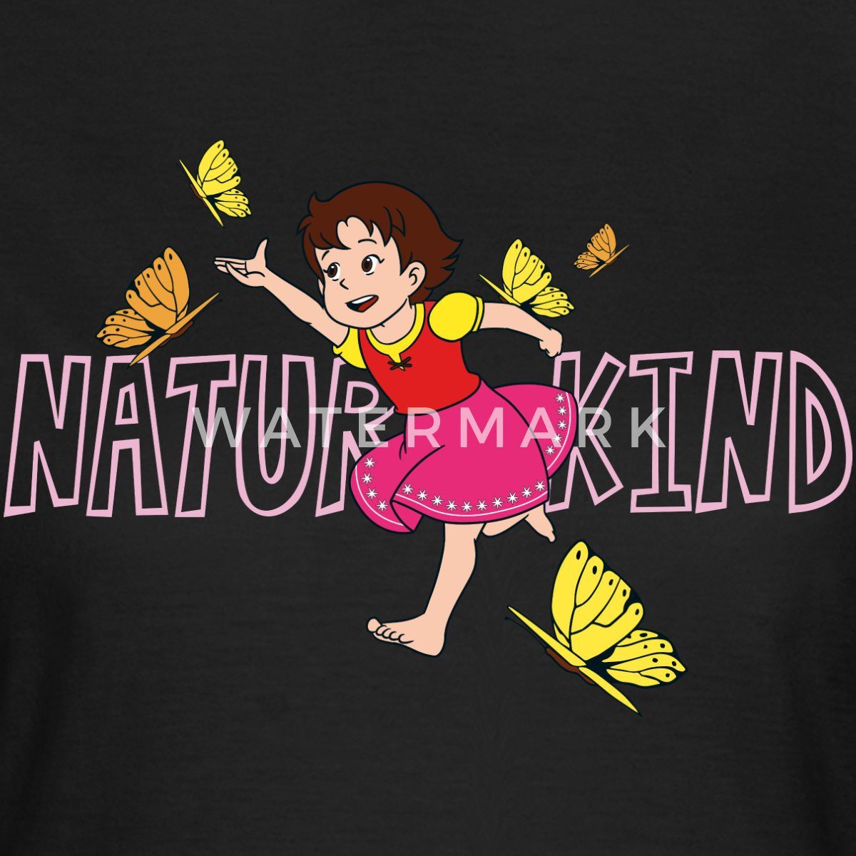Spreadshirt T-Shirt Heidi Naturkind Schmetterlinge Frauen günstig online kaufen
