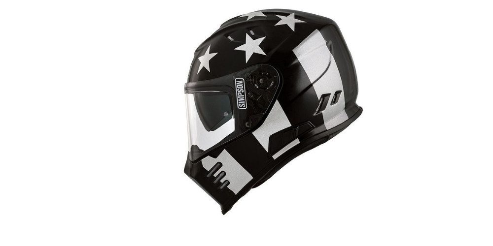 Simpson Motorradhelm Venom Stingrae Helm, integriertes Sonnenvisier,vorbereitet für Kommunikationssystem