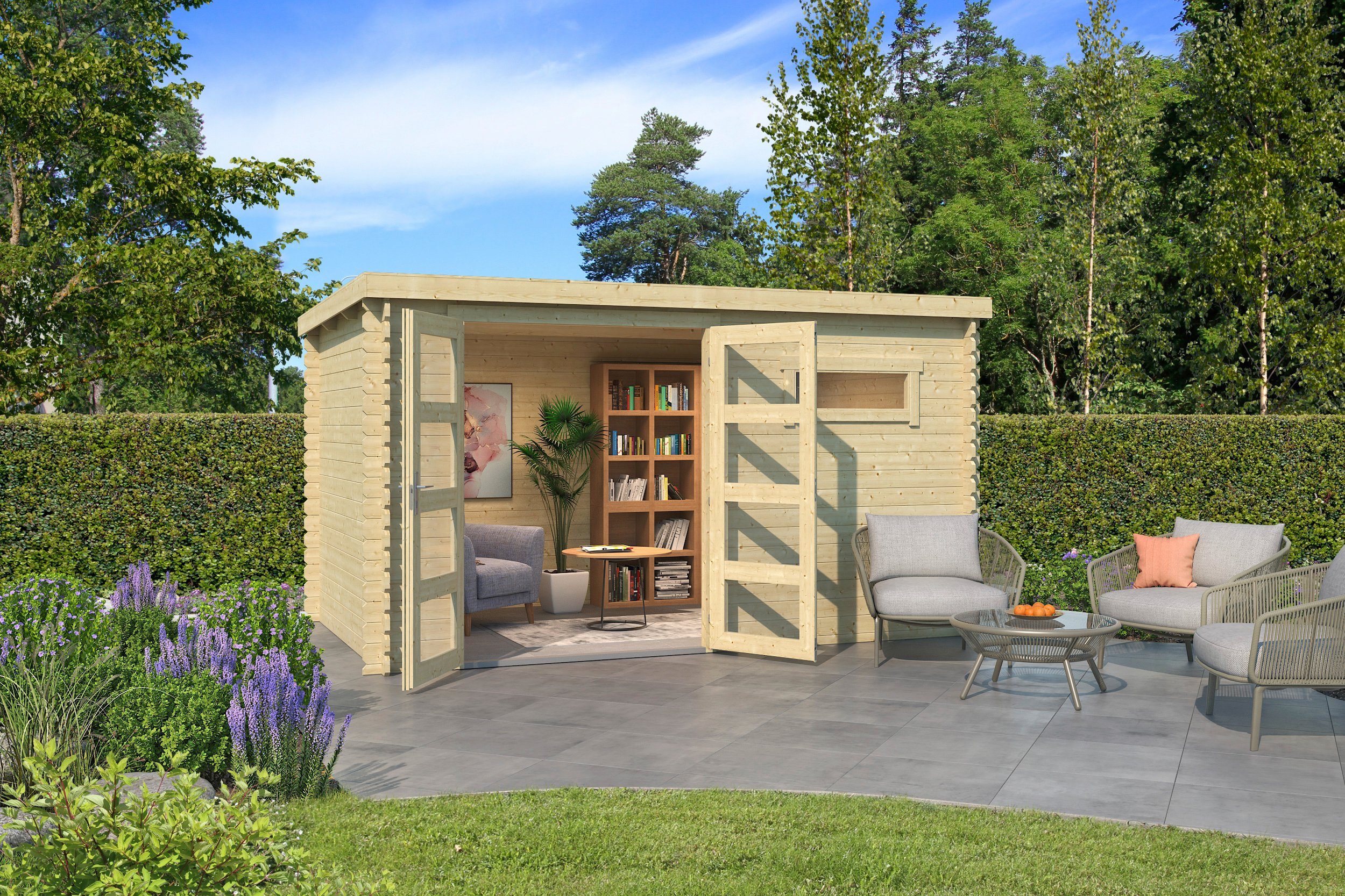 LASITA MAJA Gartenhaus Augusta, BxT: 400x230 cm, Blockbohlenhaus 28mm