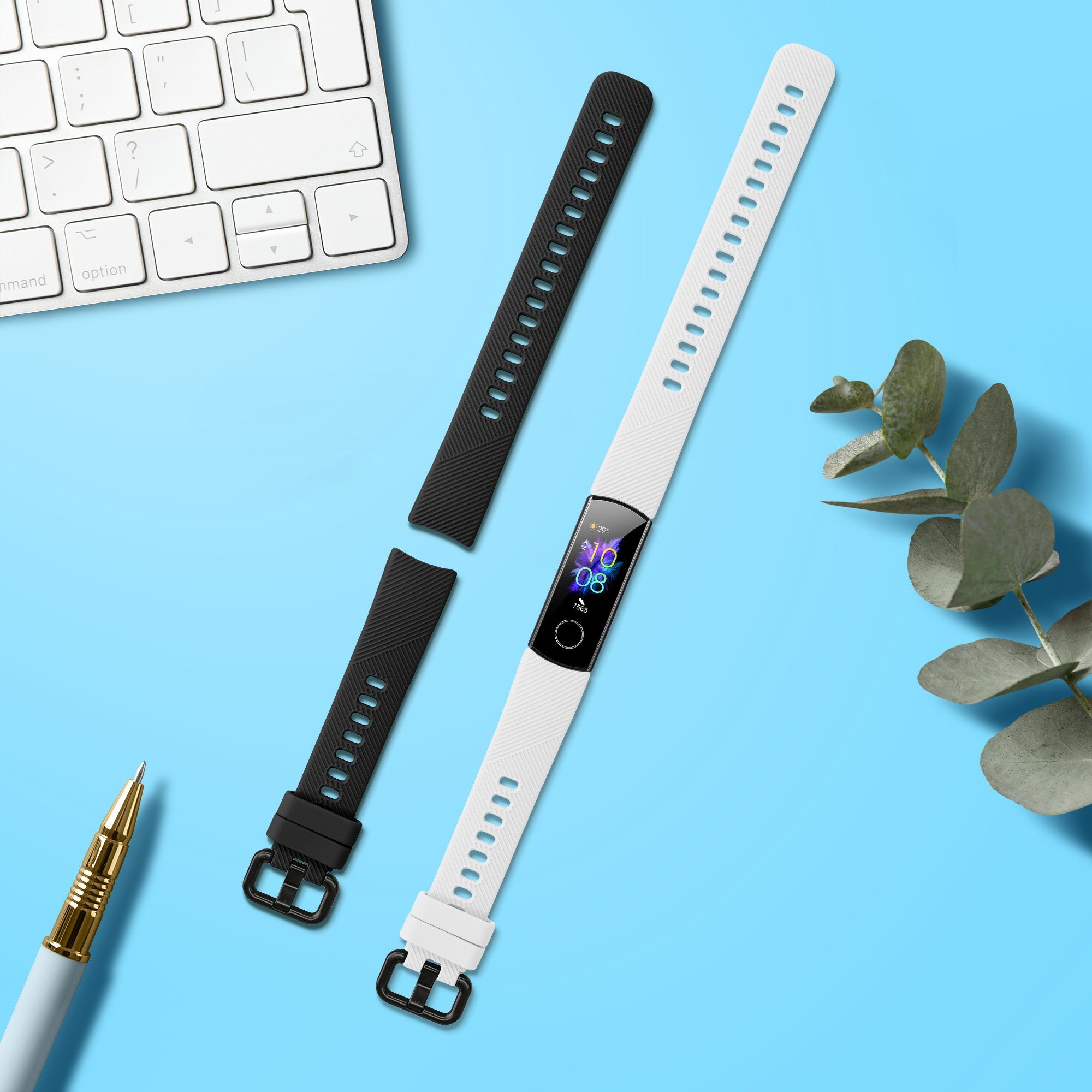 kwmobile 2x Uhrenarmband für HONOR Band 5 / Band 4 Armband Smartwatch, 2-tlg., Fitnesstracker Band Set aus TPU Silikon - Ersatzarmband Smartwatch