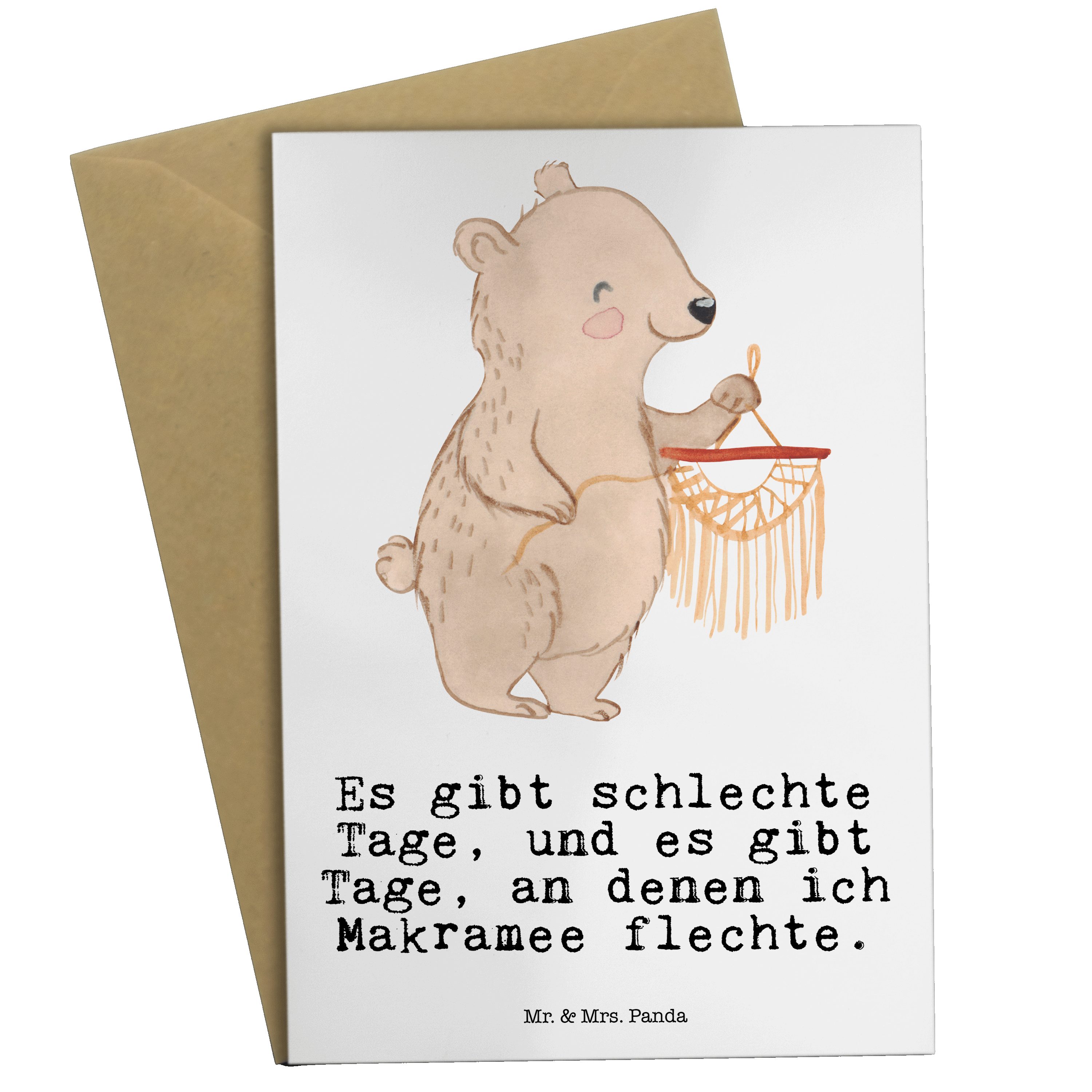 Mr. & Mrs. Panda Grußkarte Bär Makramee Tage - Weiß - Geschenk, Sportart, Hochzeitskarte, Bastel