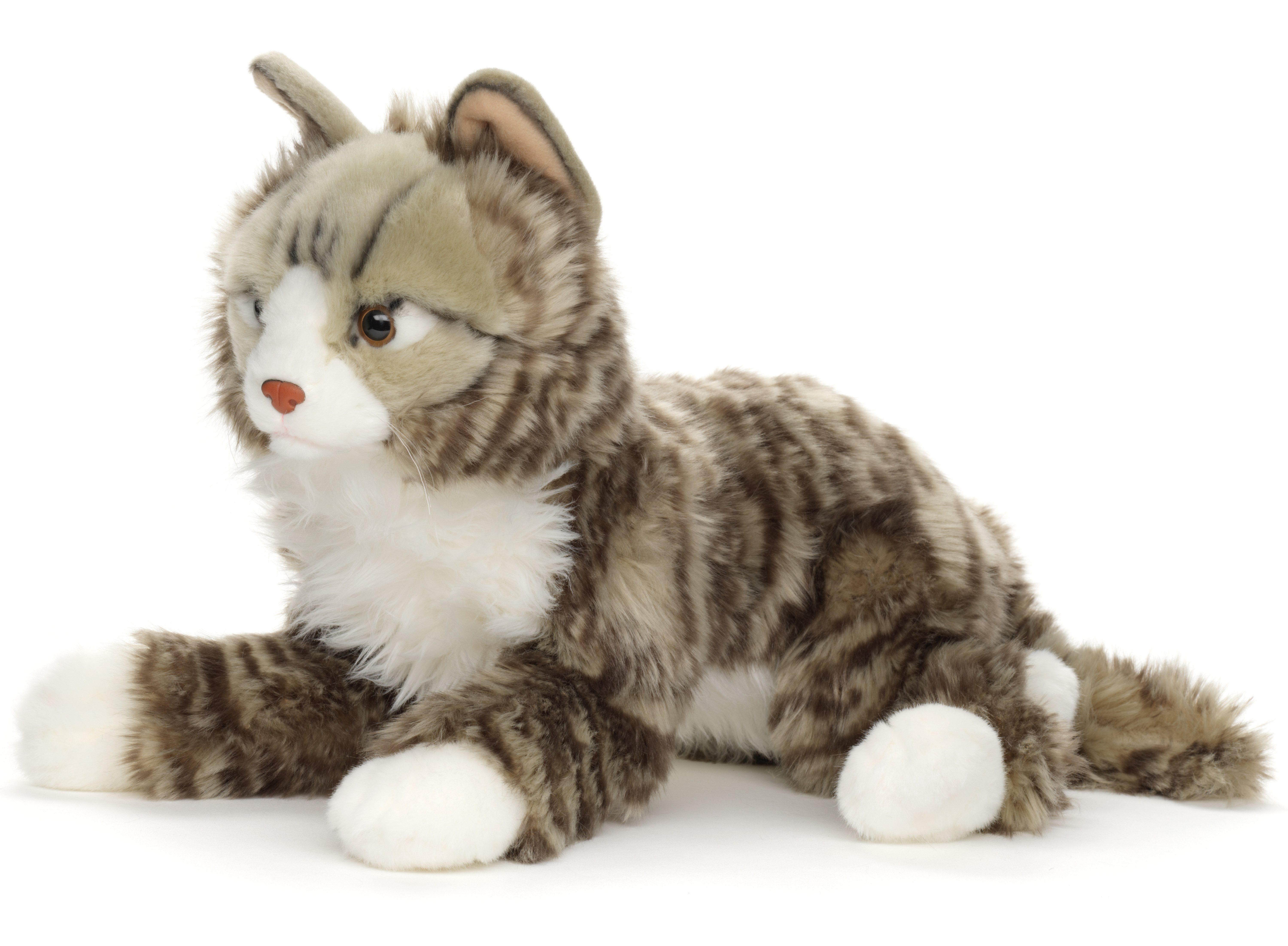 Uni-Toys Kuscheltier Norwegische Waldkatze - 46 cm (Länge) - Plüsch-Katze - Plüschtier, zu 100 % recyceltes Füllmaterial