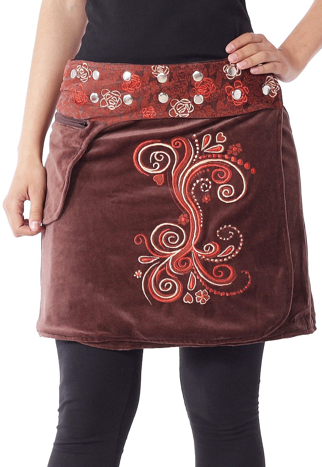 PUREWONDER Wickelrock Winterrock aus Samt, Wickelrock Nr. 236 Braun aus Samt