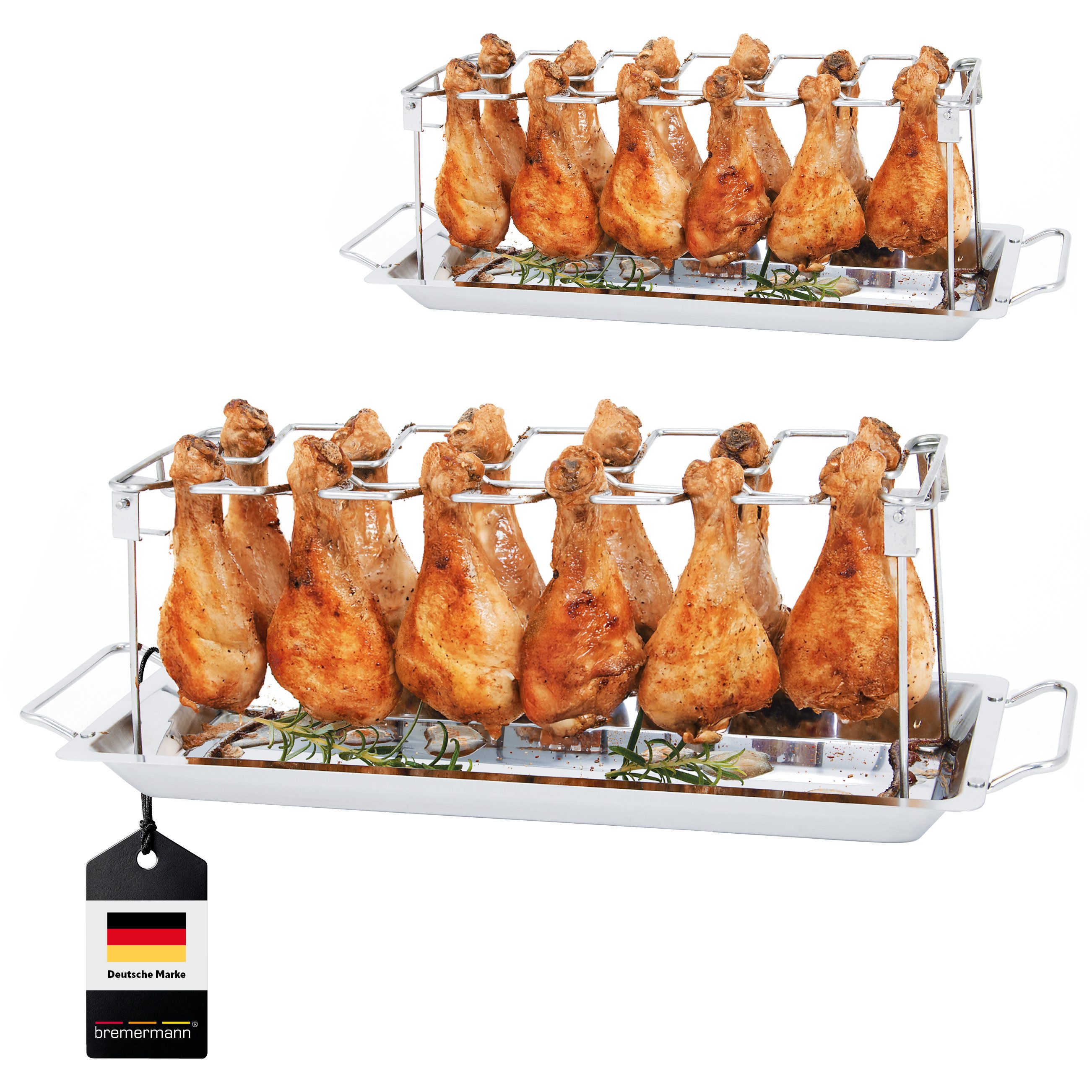 Grillguthalter Hähnchenschenkel-Halter für 12 Keulen oder Chicken Wings 2er Set