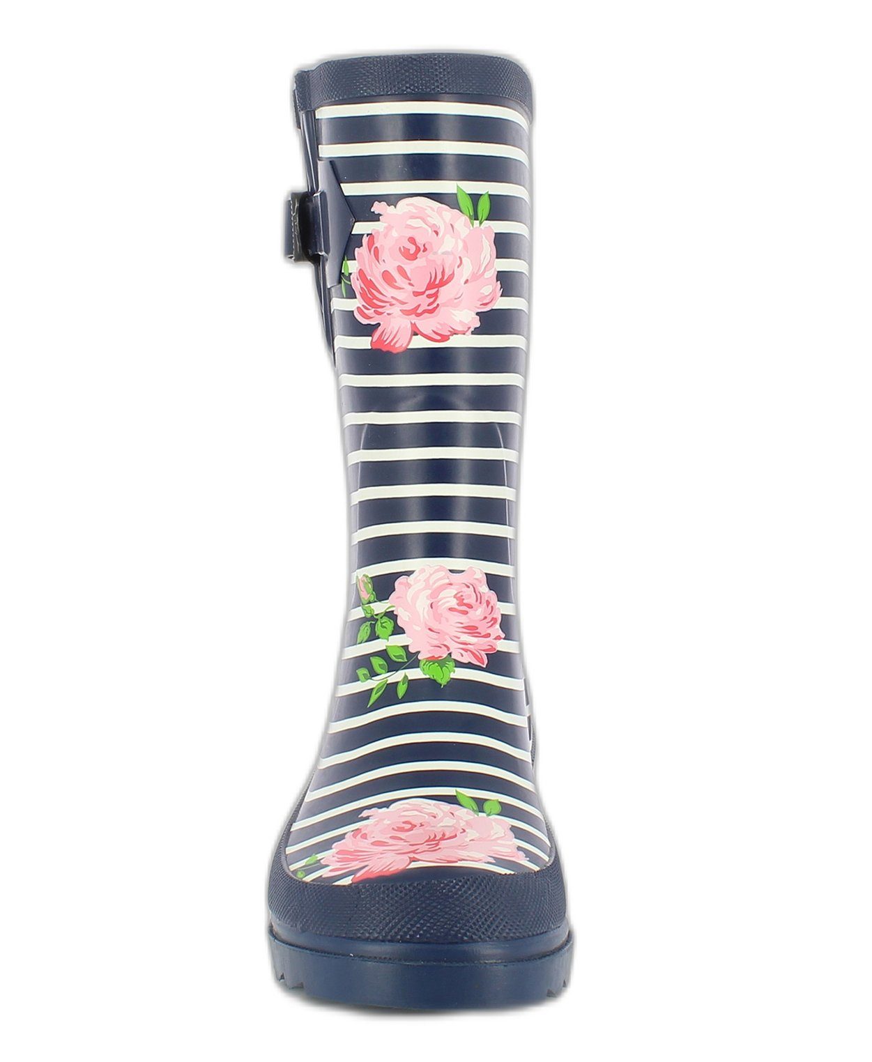 Beck Damen Gummistiefel Stripes Gummistiefel (wasserdichte, weitenverstellbare Stiefel, für trockene Füße bei Regenwetter) herausnehmbare Innensohle, weicher robuster Naturkautschuk