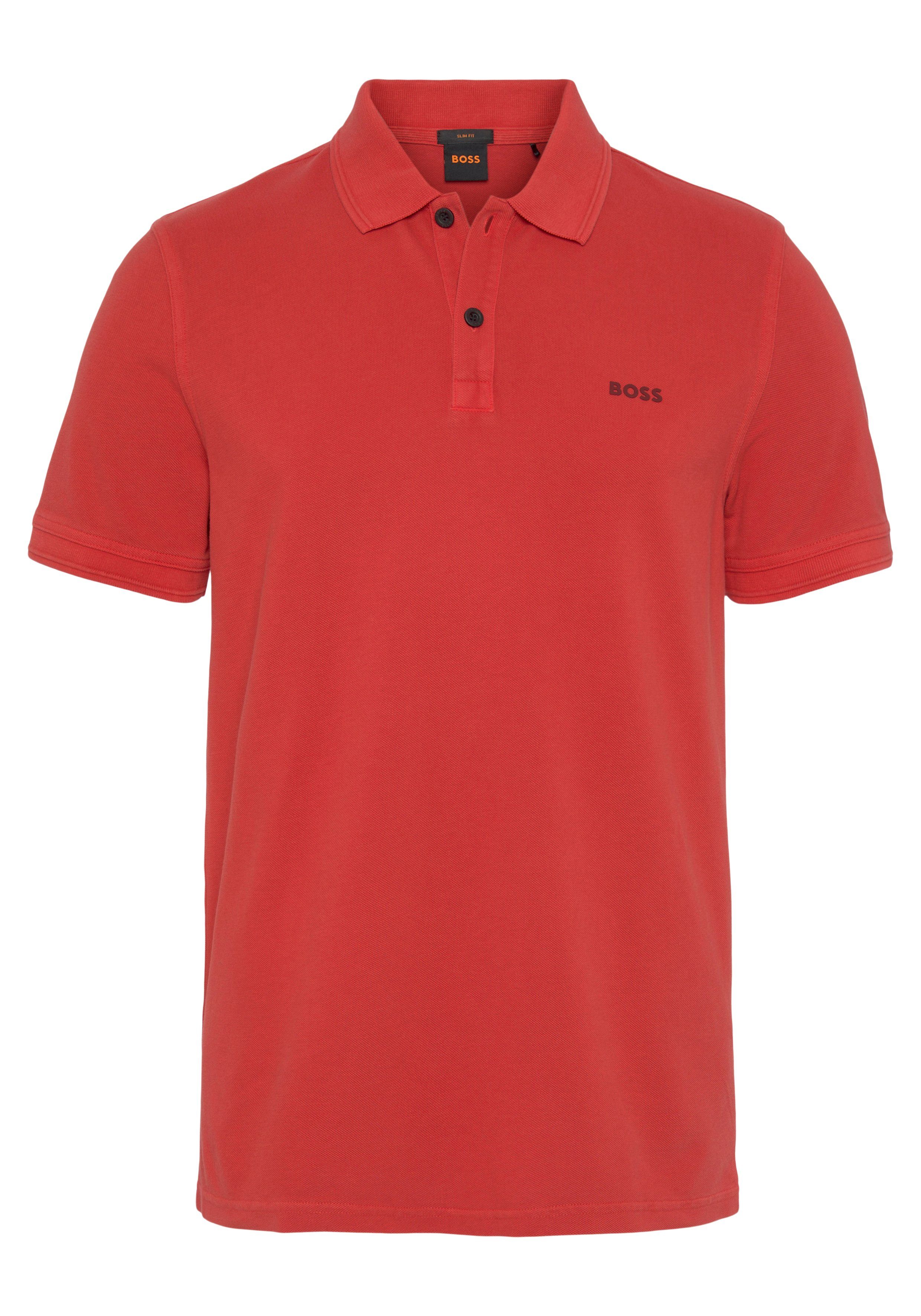 BOSS ORANGE Poloshirt Prime Logoschriftzug Brust der 10203439 auf Bright_Red 01 mit dezentem