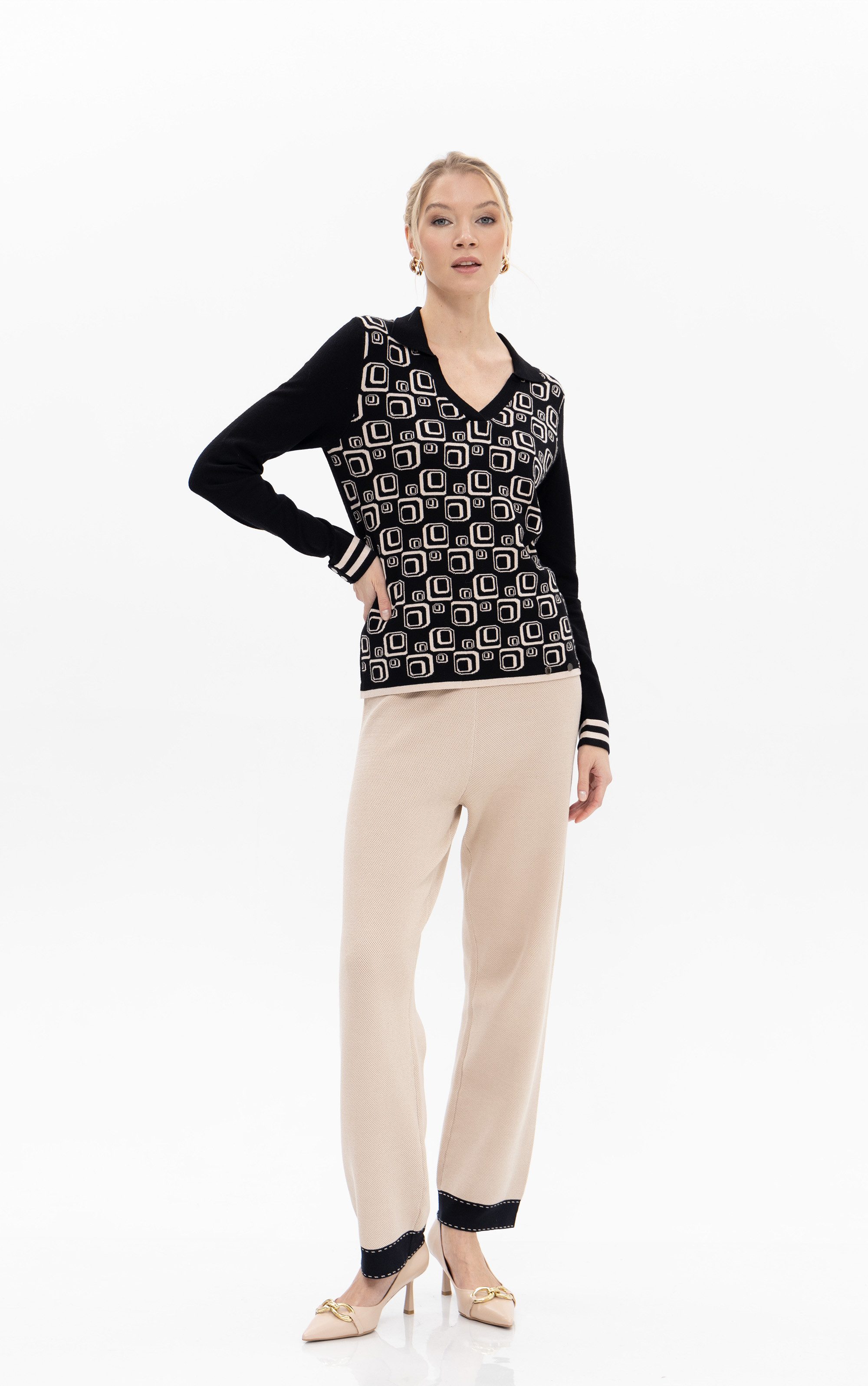 Passioni Strickpullover mit Polokragen