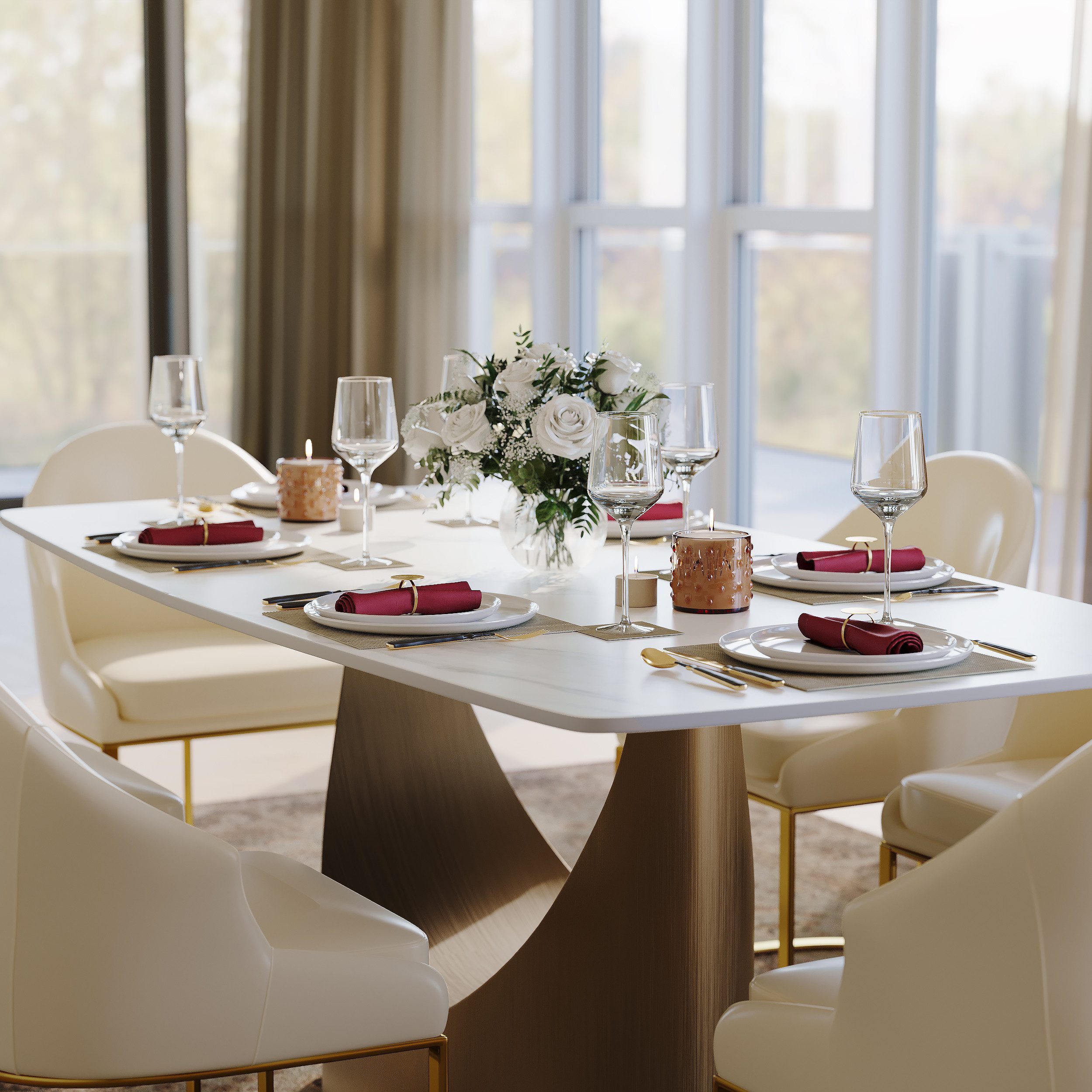 POVISON Esstisch mit U-Form Beine, Esszimmertisch aus Sinterstein, rechteck günstig online kaufen