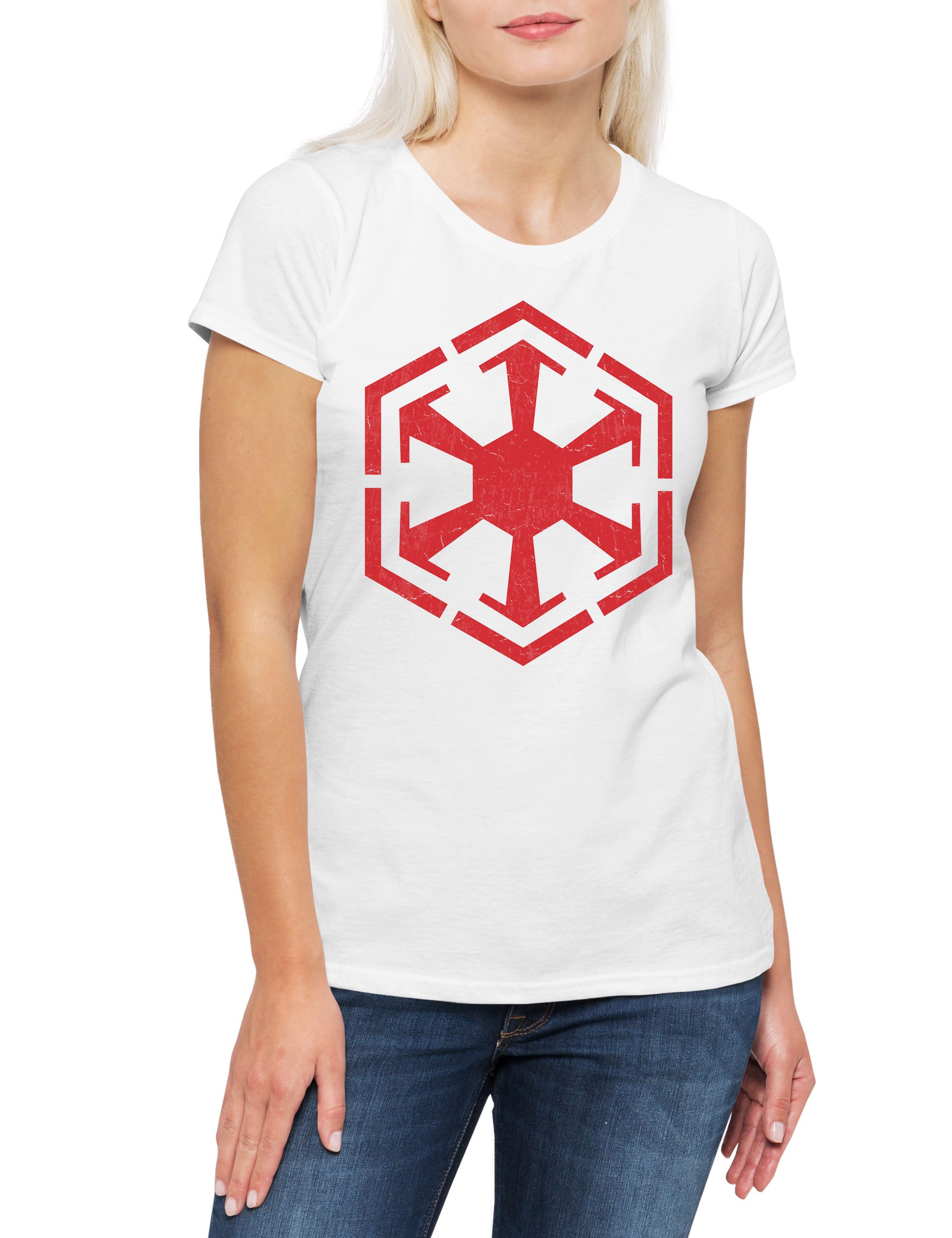 Print-Shirt Dark Star Empire Logo Damen T-Shirt Krieg Sith Side Imperium Wars