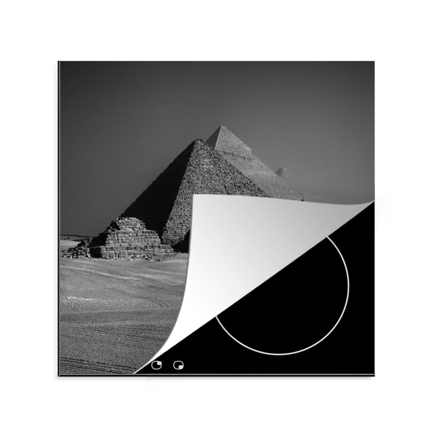 MuchoWow Herdblende-/Abdeckplatte Pyramide - Schwarz Ceranfeldabdeckung, Arbeitsplatte Weiß, küche - Vinyl, - 78x78 tlg), für cm, (1 Ägypten