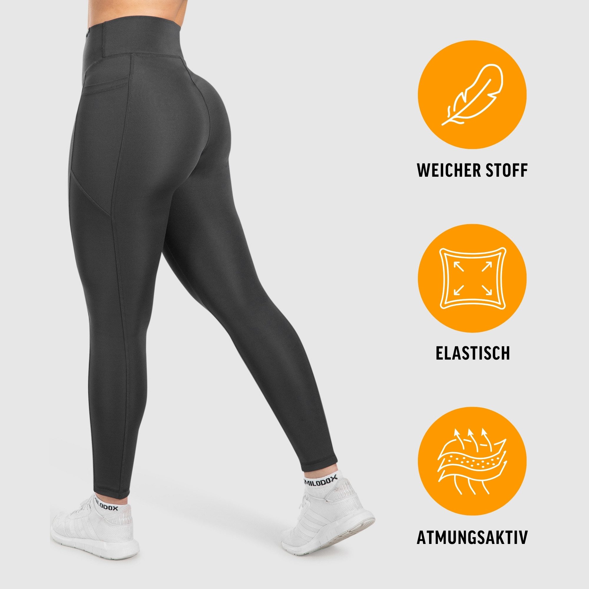 Smilodox Leggings SoftFeel Leticia, High Waist Yogahose mit seitlichen Taschen, Yoga atmungsaktiv, schnelltrocknend, 4-Wege-Stretch, Feuchtigkeitsabweisend