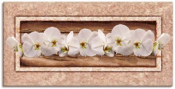Artland Leinwandbild Weiße Orchideen braun gold, Blumen (1 St), auf Keilrahmen gespannt