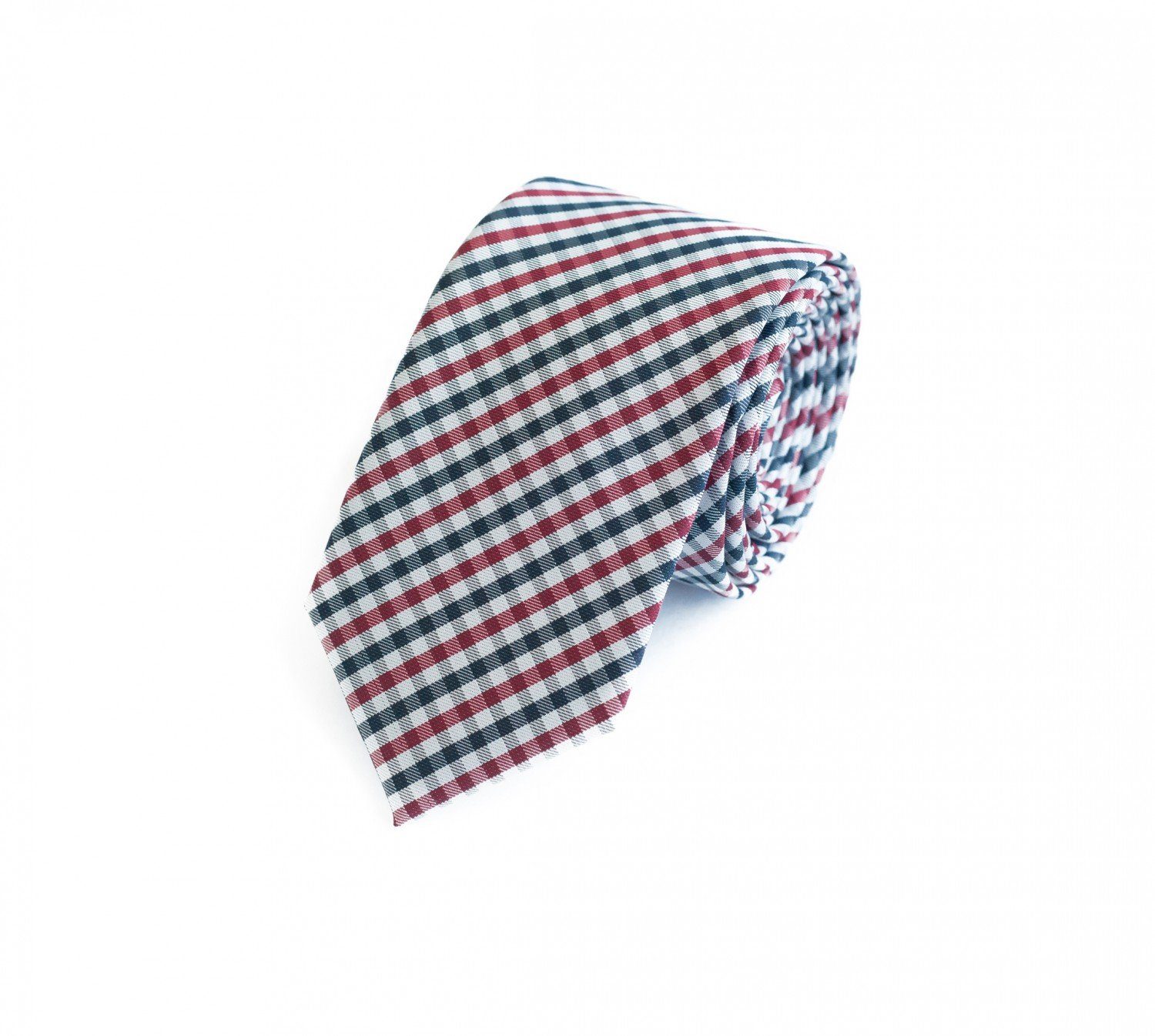 Krawatte Rot/Blau/Weiß Herren karierte Farini - Fabio (ohne Schlips Kariert) in 8cm Breit Krawatte Breite (8cm), Box, 6cm oder