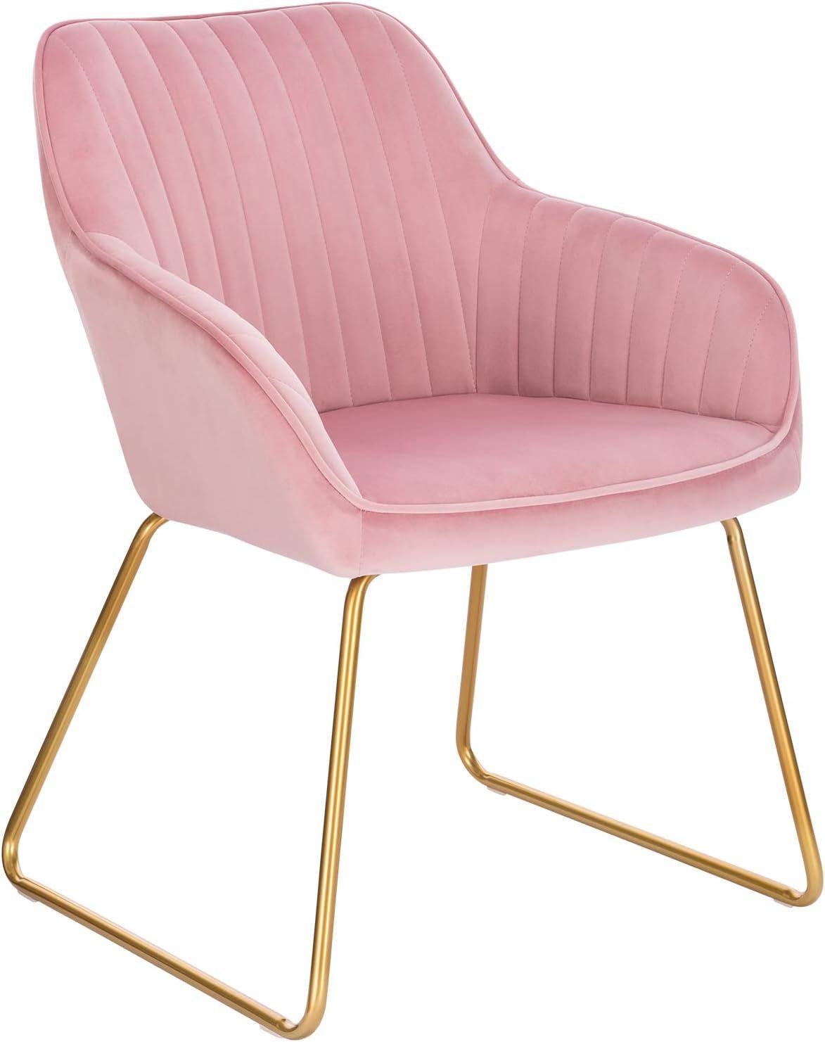 Sessel (1 Esszimmerstuhl aus Sitzfläche Samt St), Metall Woltu Gold Beine Rosa aus