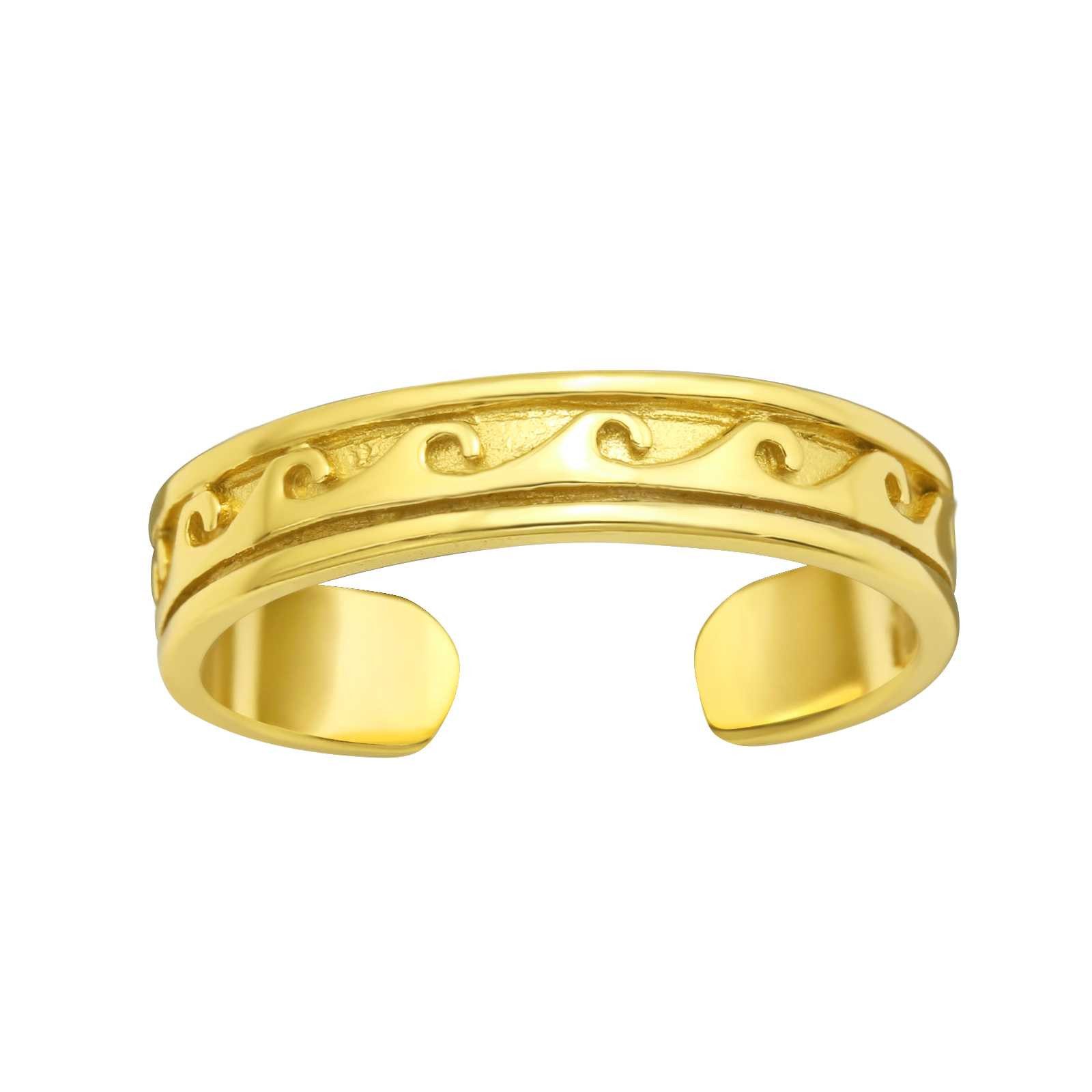 Order & Smile Schmuck Zehenring Zehenring Welle 925 Silber goldfarben, gestempelt