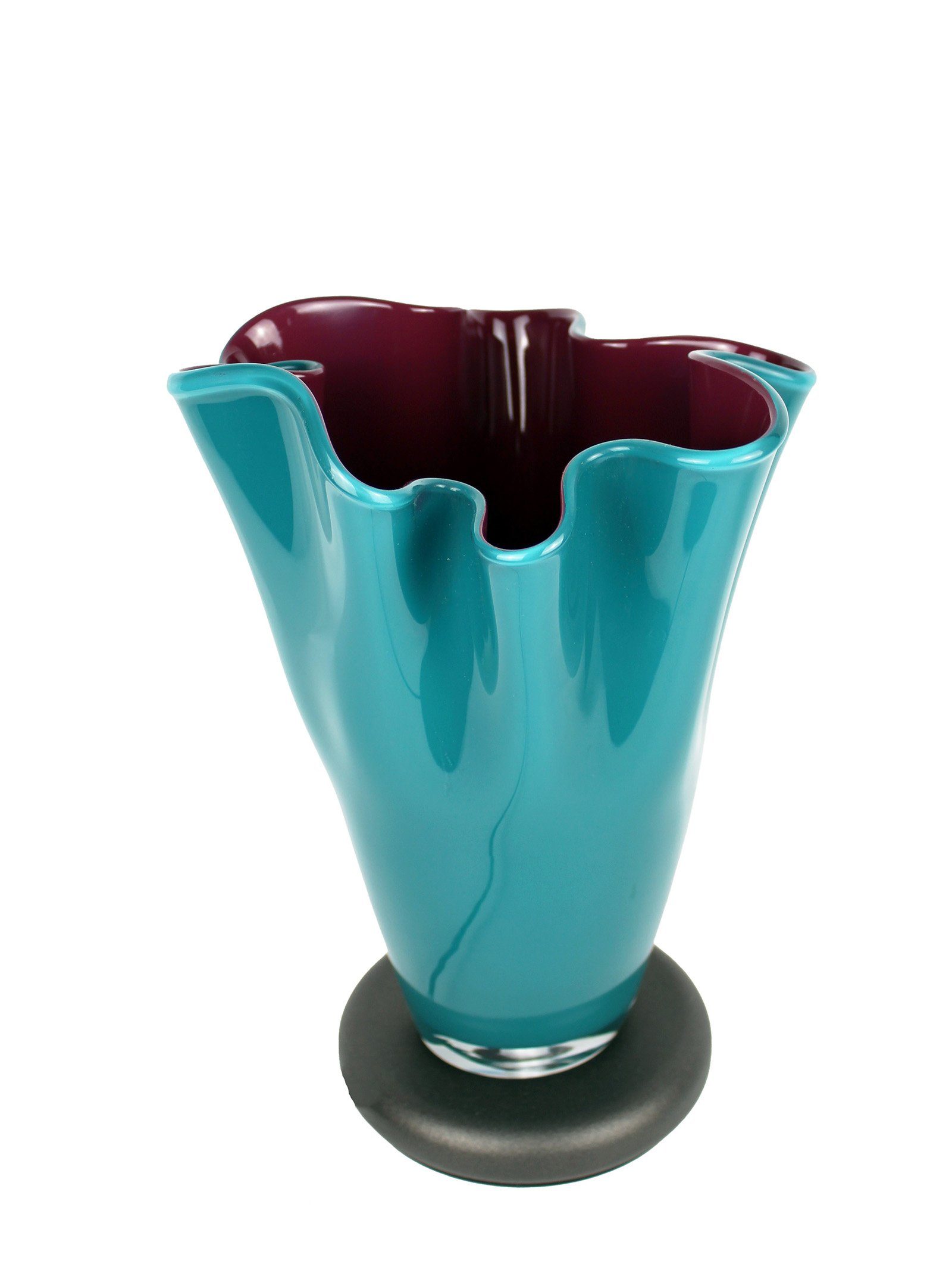 Signature Home Collection Tischleuchte Tischlampe Glas gewellt indirektes Licht mit Sockel Glaslampe, ohne Leuchtmittel, warmweiß, nach oben strahlend ohne zu Blenden
