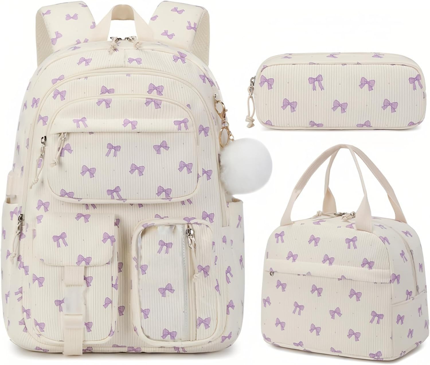 MOPUEA Schulrucksack Schulrucksack Set 3-tlg Wasserabweisend Ergonomisch mit Viele Fächer (3-teiliges Schulrucksack-Set für Schule, Freizeit und Reisen, 3-teiliges Schulrucksack-Set für Schule, Freizeit und Reisen), Leicht, großes Laptopfach, viele Fächer, hoher Tragekomfort