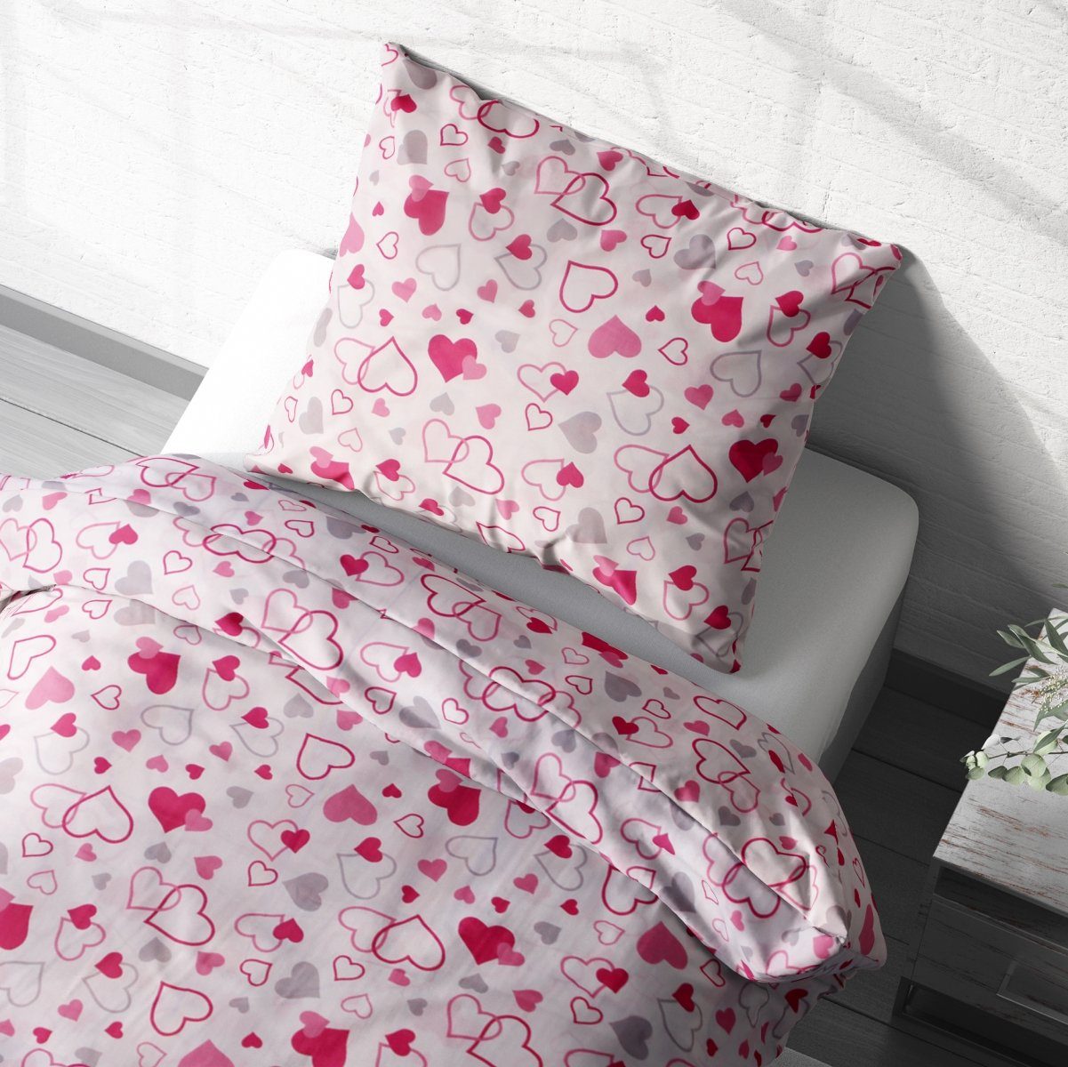 Heubergshop Bettwäsche, Renforcé, 2 teilig, 135x200cm + 80x80cm Herzen Baum günstig online kaufen