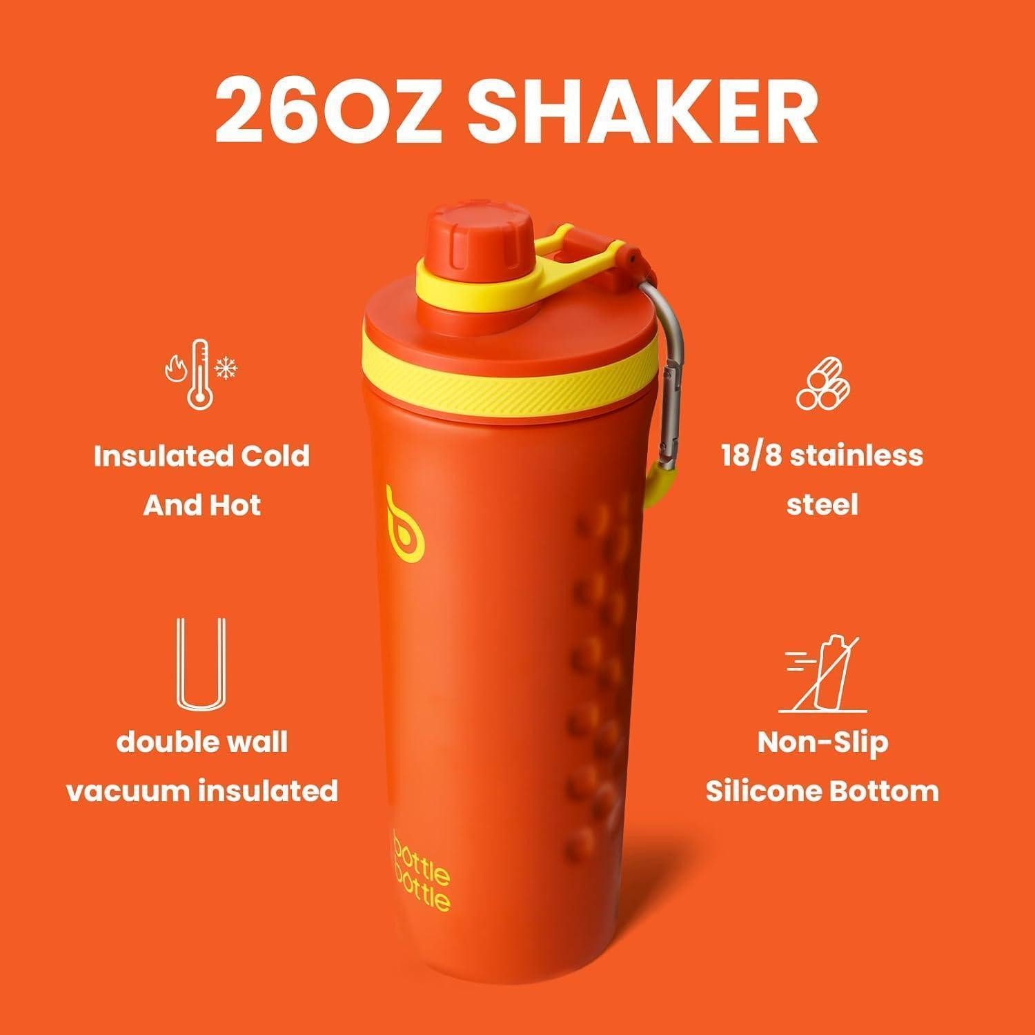LuxusKollektion Protein Shaker Shaker-Flasche Edelstahl 26oz Orange