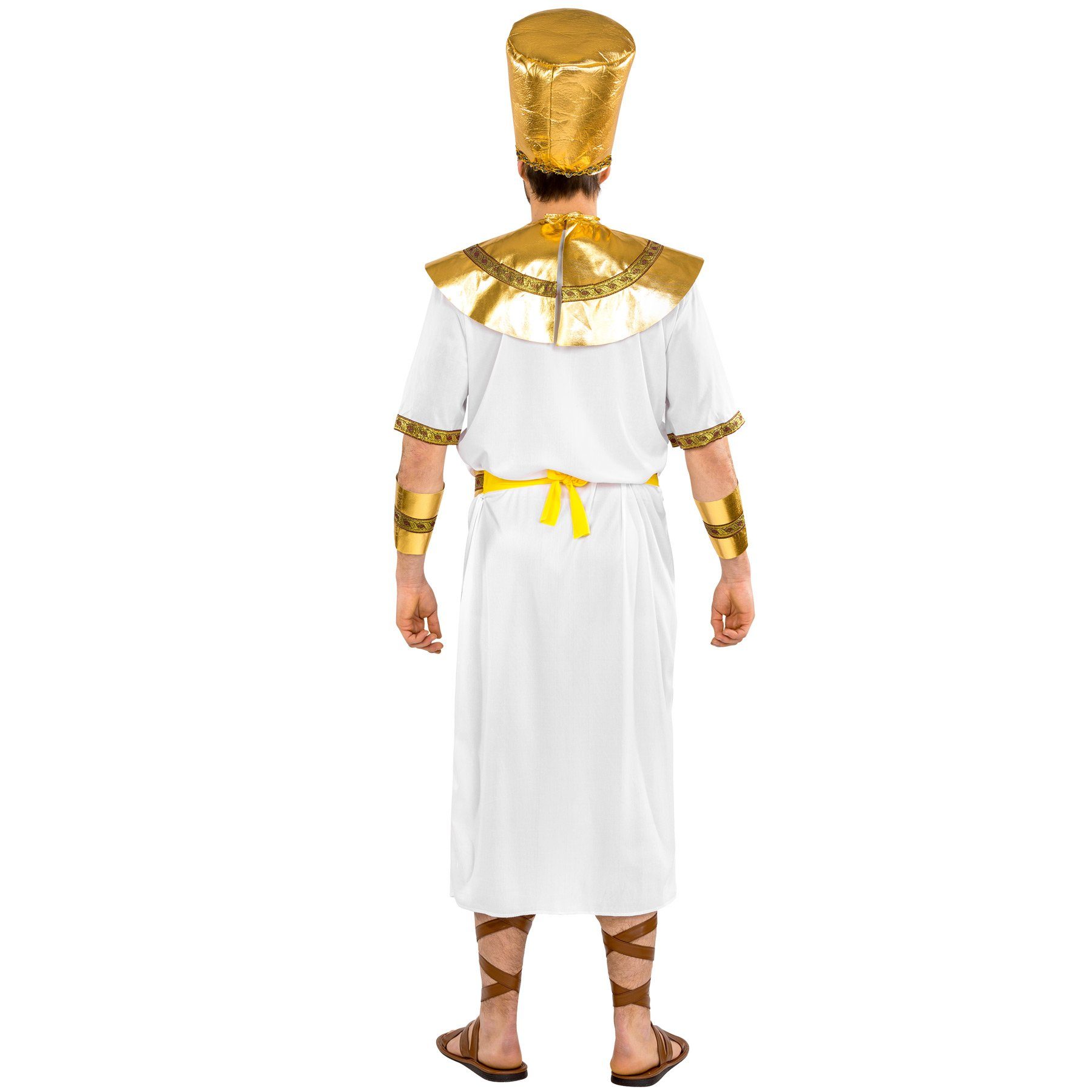 dressforfun Kostüm Pharao, auch Ägyptischer Herrscher, in weiß, Gr. XL, Bindegürtel, Schöner Kragen bindbar, Bequemes Gewand mit Bordüre an den Ärmeln