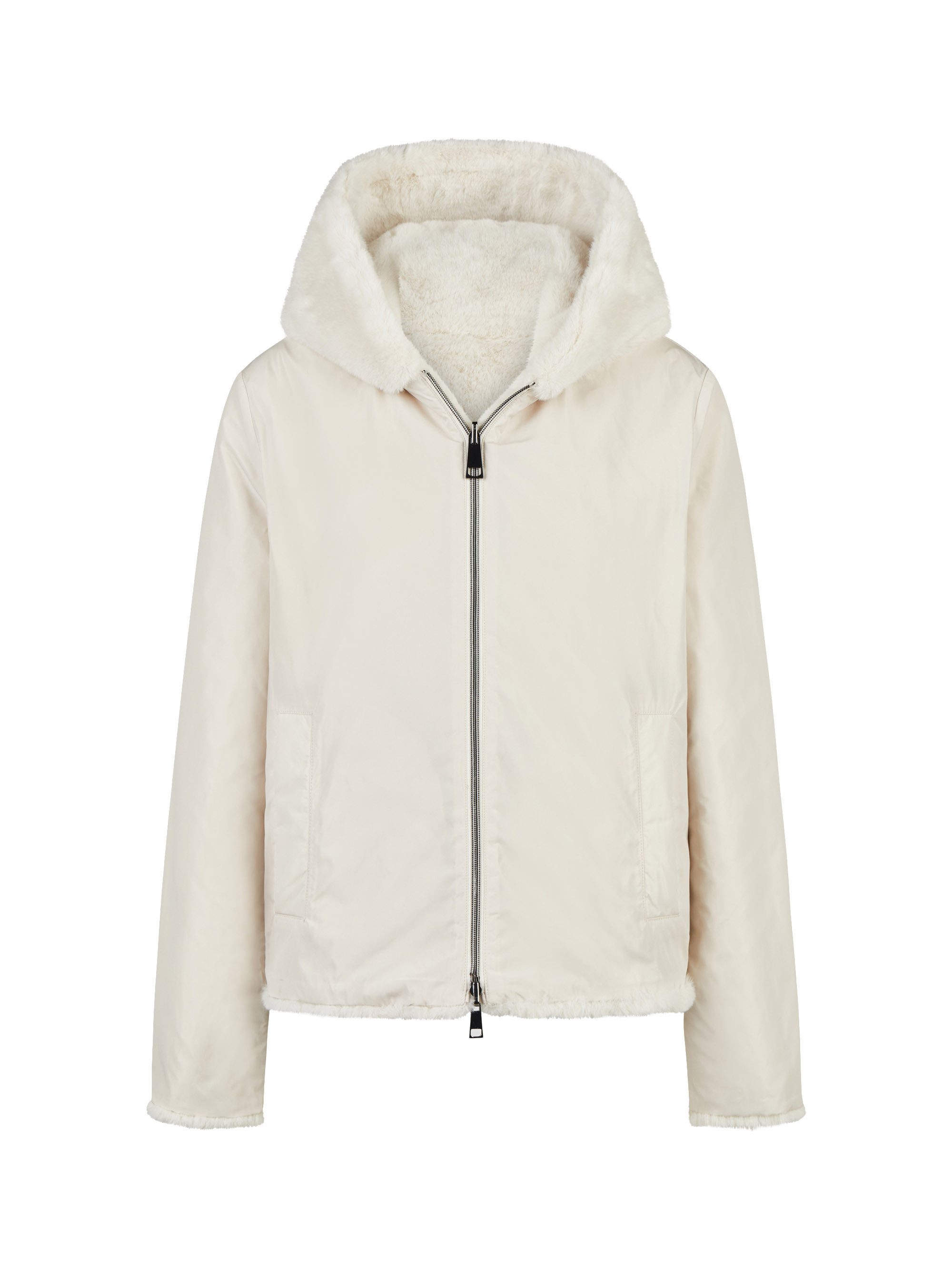 Barbara Lebek Wendejacke kuschelige Damenjacke mit Fellimitat / glattem Oberstoff