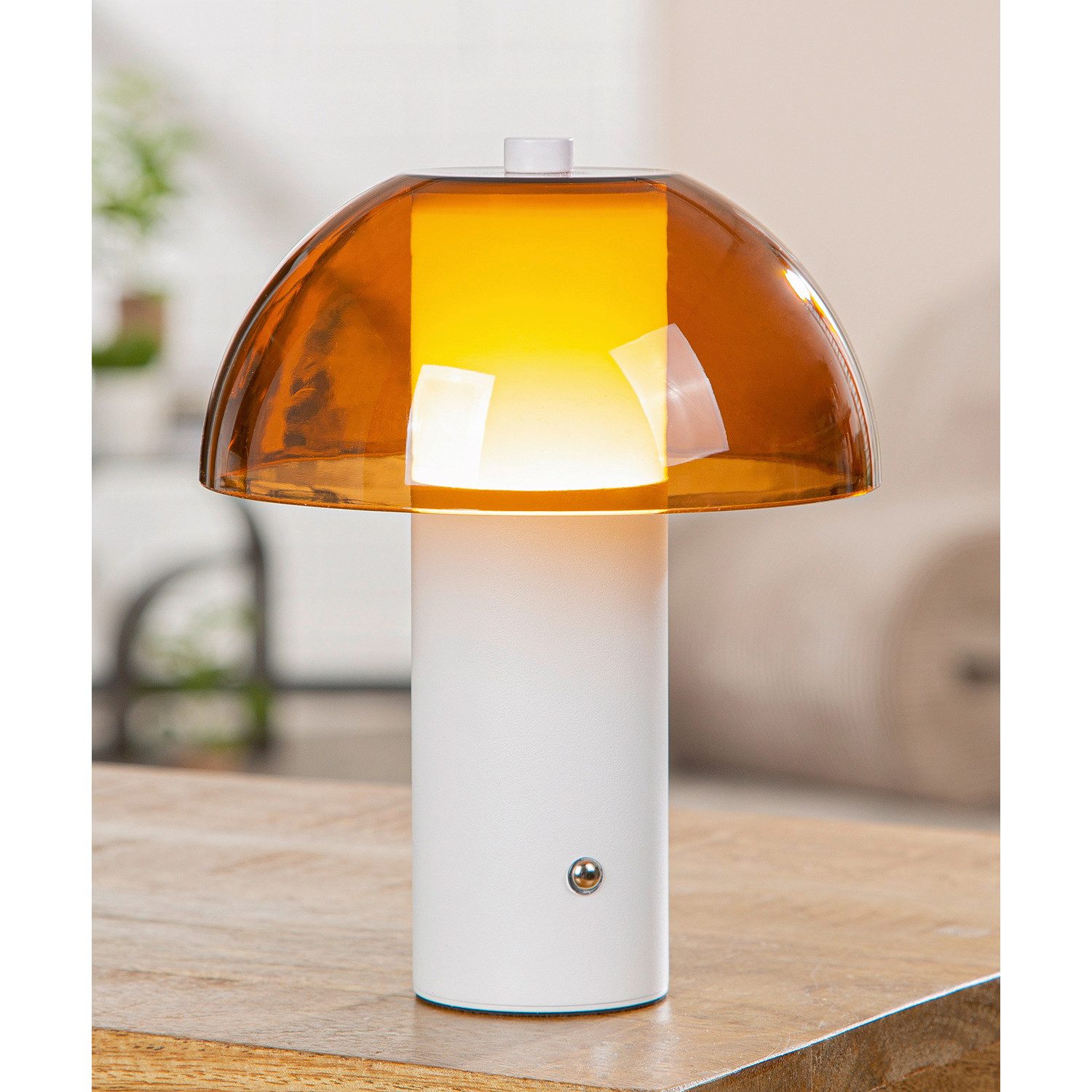GILDE Tischleuchte LECCE Leuchte (LED) - orange,weiß - Acryl, Metall - Höhe 20cm x Ø 15cm, Tischlampe - Schreibtischlampe - Nachttischlampe