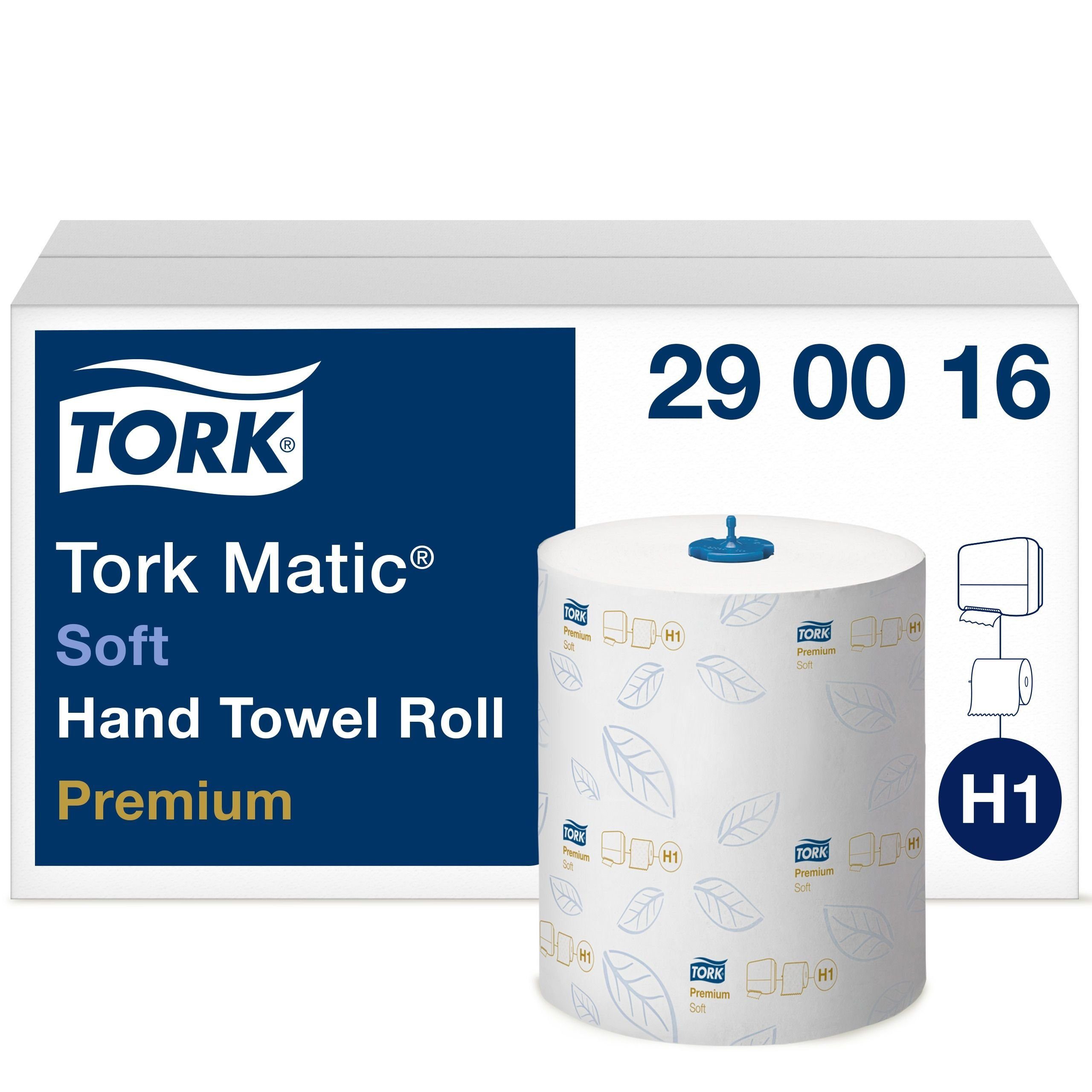 TORK Papierhandtuch Matic® Rollenhandtuch für System H1 - 6 Rollen 21 cm x 100 m weiß 2-la