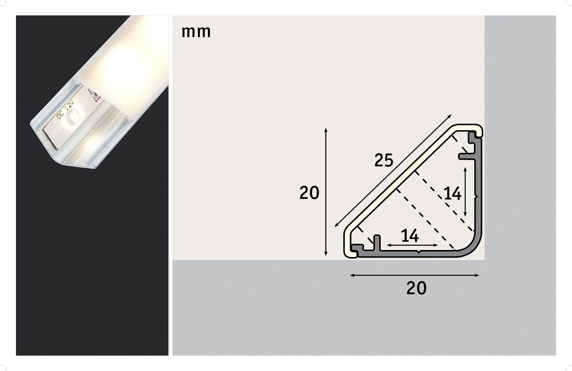 eloxiert, mit Alu Delta LED-Streifen Diffusor 1m Alu/Kunststoff Profil Satin, Paulmann