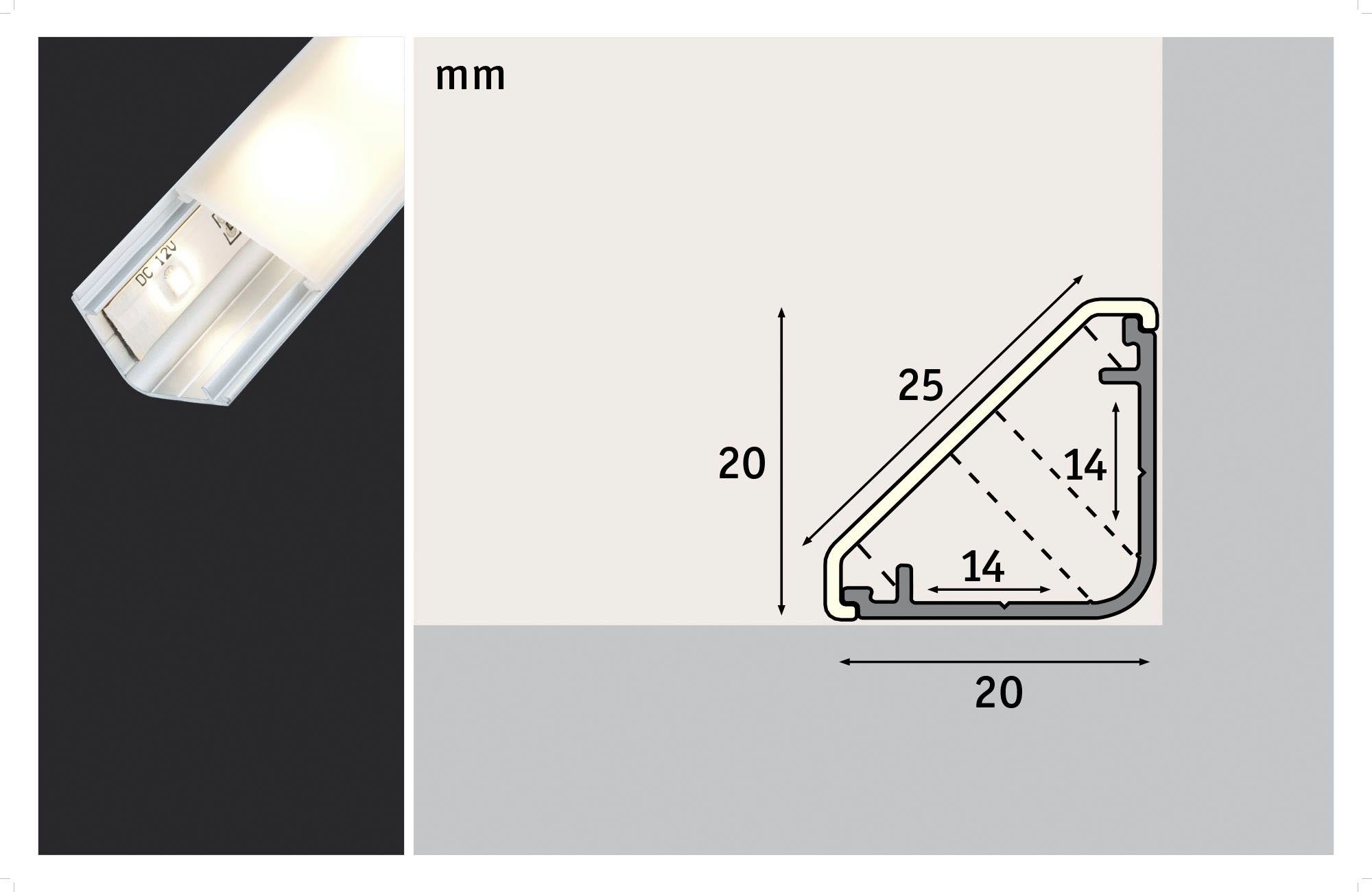 Paulmann LED-Streifen Delta Profil 1m mit Diffusor Satin, Alu/Kunststoff Alu eloxiert