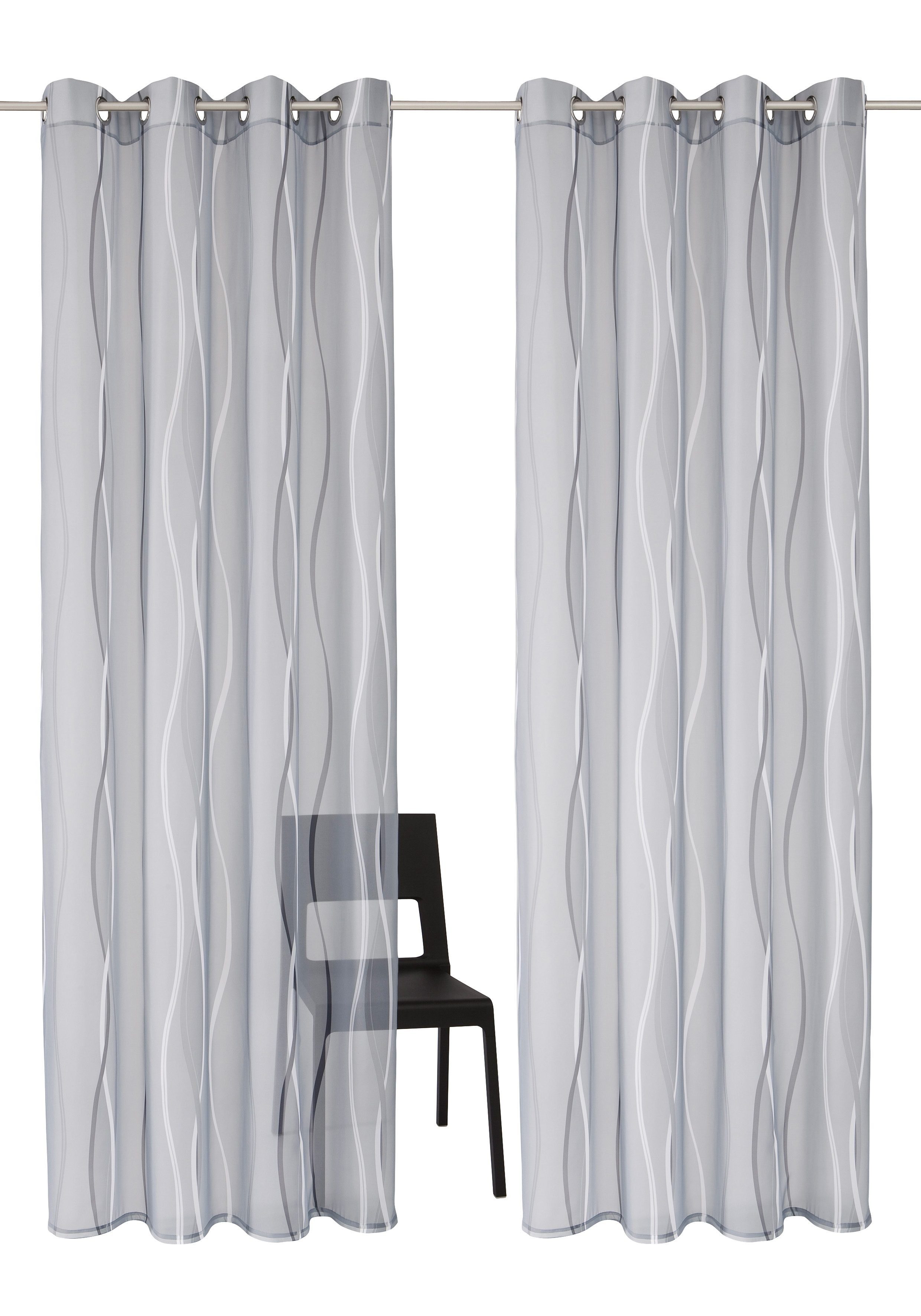 Gardine Dimona, silbergrau 2er-Set, St), my Voile, Ösen home, Polyester (2 transparent, Voile, transparent