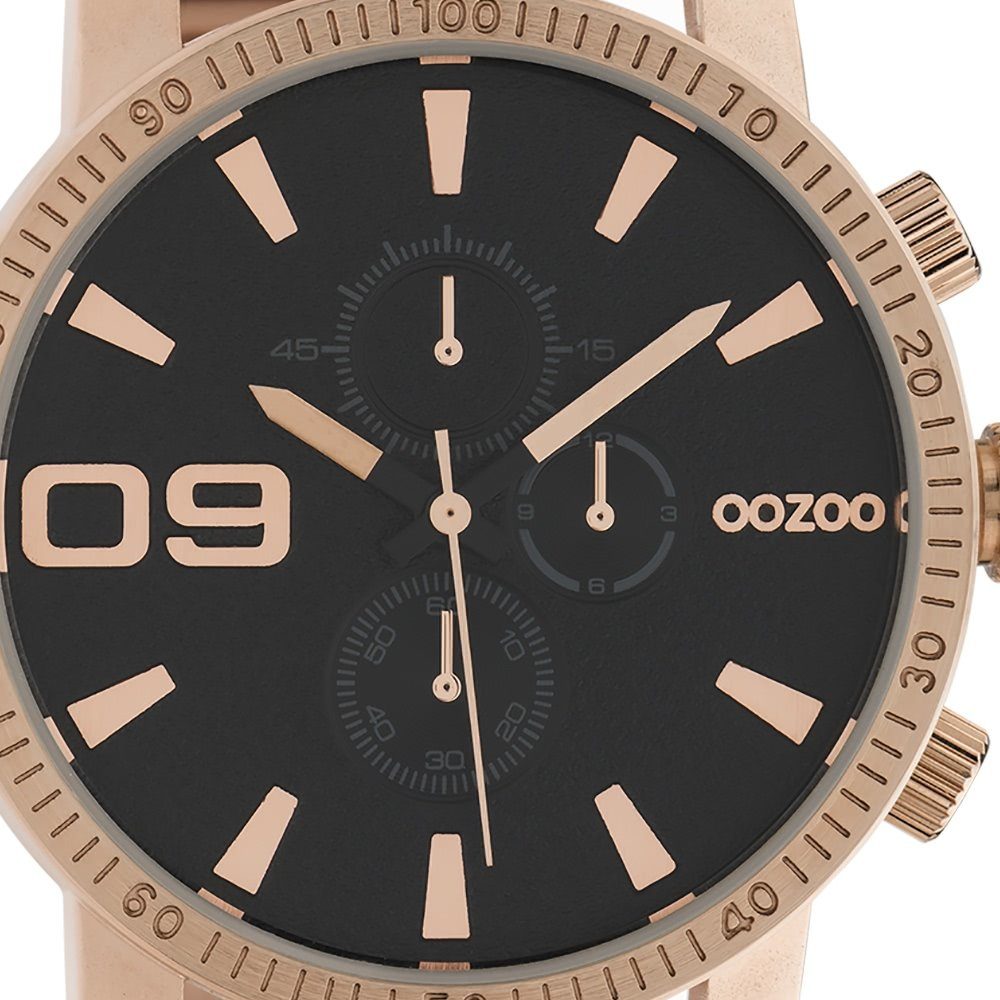 OOZOO Quarzuhr Oozoo Herren groß Herrenuhr roségold 45mm) Elegant-Style (ca. Armbanduhr Edelstahlarmband, rund, Analog