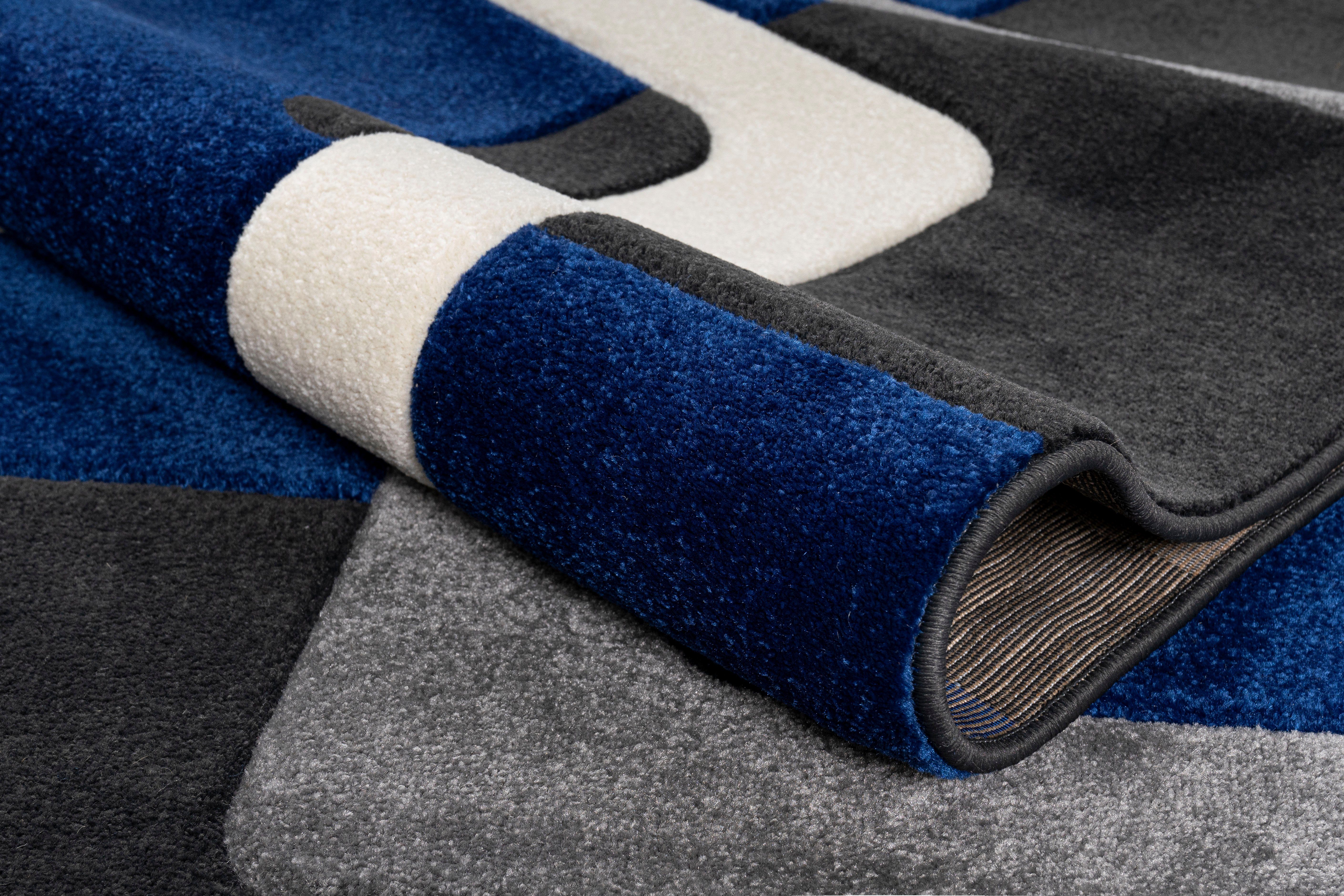 Kurzflor, mm, Maxim, Hoch-Tief-Effekt, my home, rechteckig, 3D-Design 13 Teppich Höhe: blau/grau