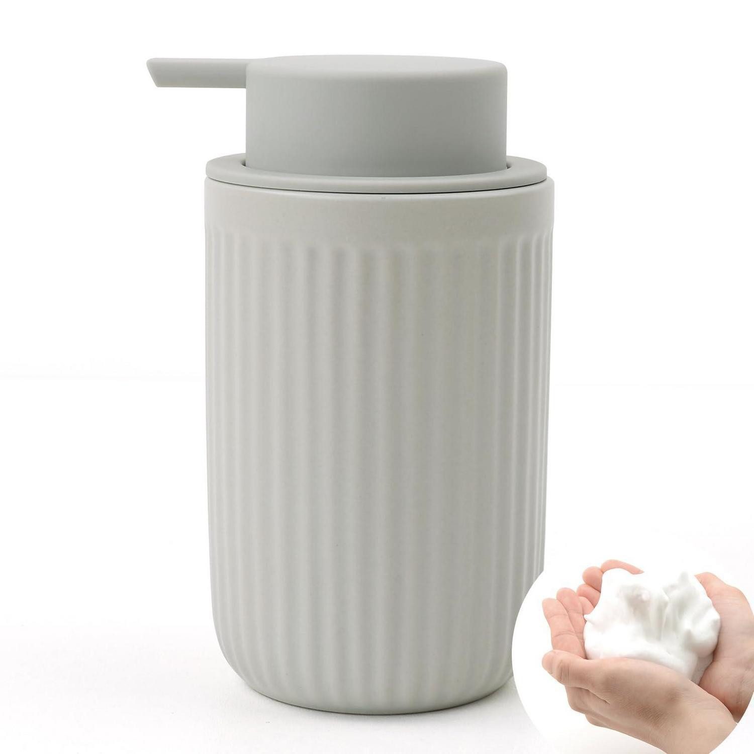 LuxusKollektion Seifenspender Keramik Seifenspender Streifen Grau 350ml