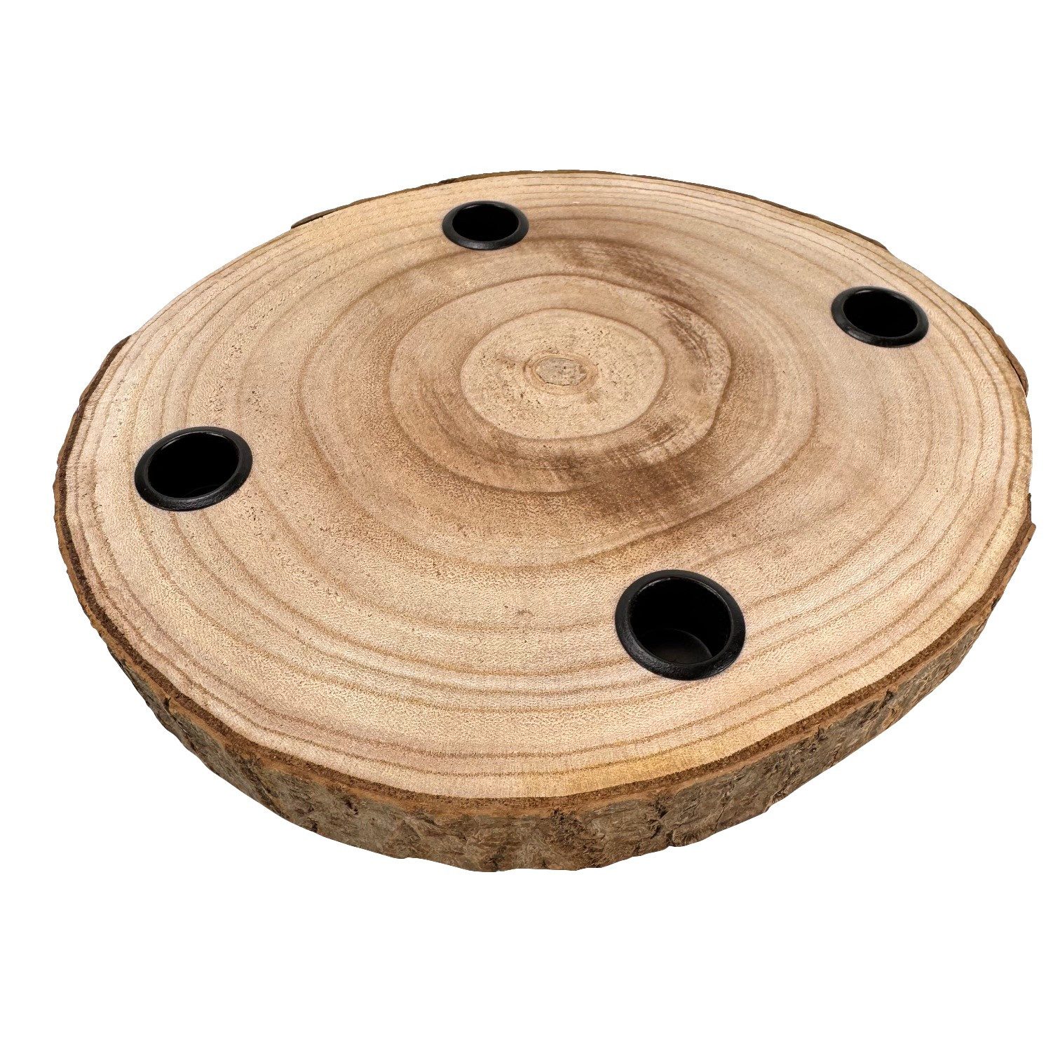 Online-Fuchs Adventskranz für Stabkerzen, Kerzenhalter aus einer Holz Baumscheibe Weihnachtsdeko, bietet Platz für eigene kreative Ideen – Bild 5 von 5