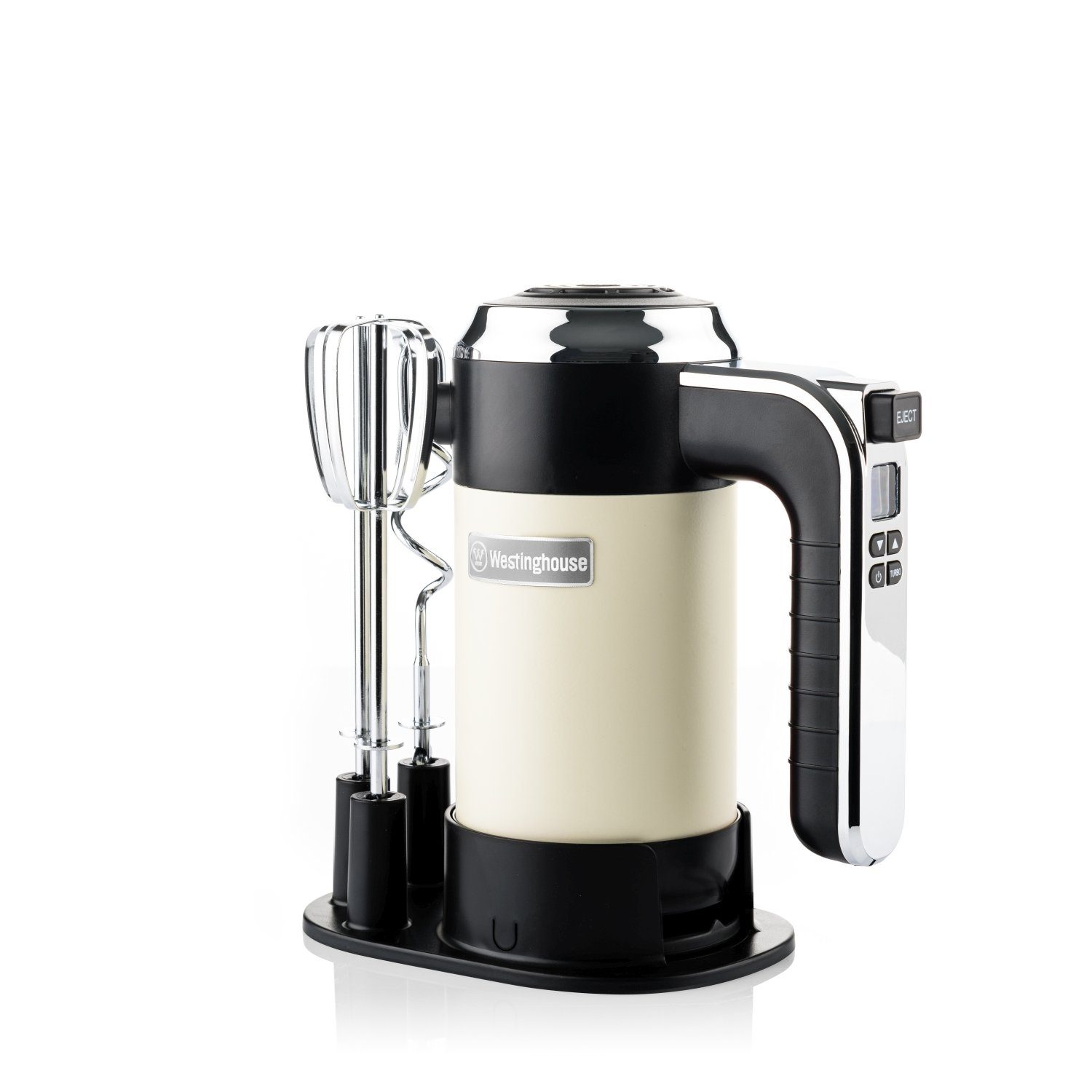 Westinghouse Handmixer WKHM250 Retro, 350 W, 6 Stufen, Spülmaschinenfeste Teile, LED-Display cremeweiß