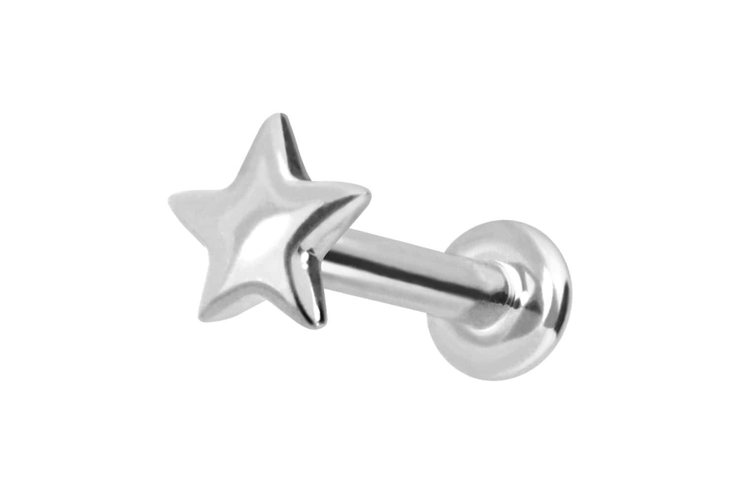 Piercing-Set 14 Karat Gold Labret mit Push Fit STERN