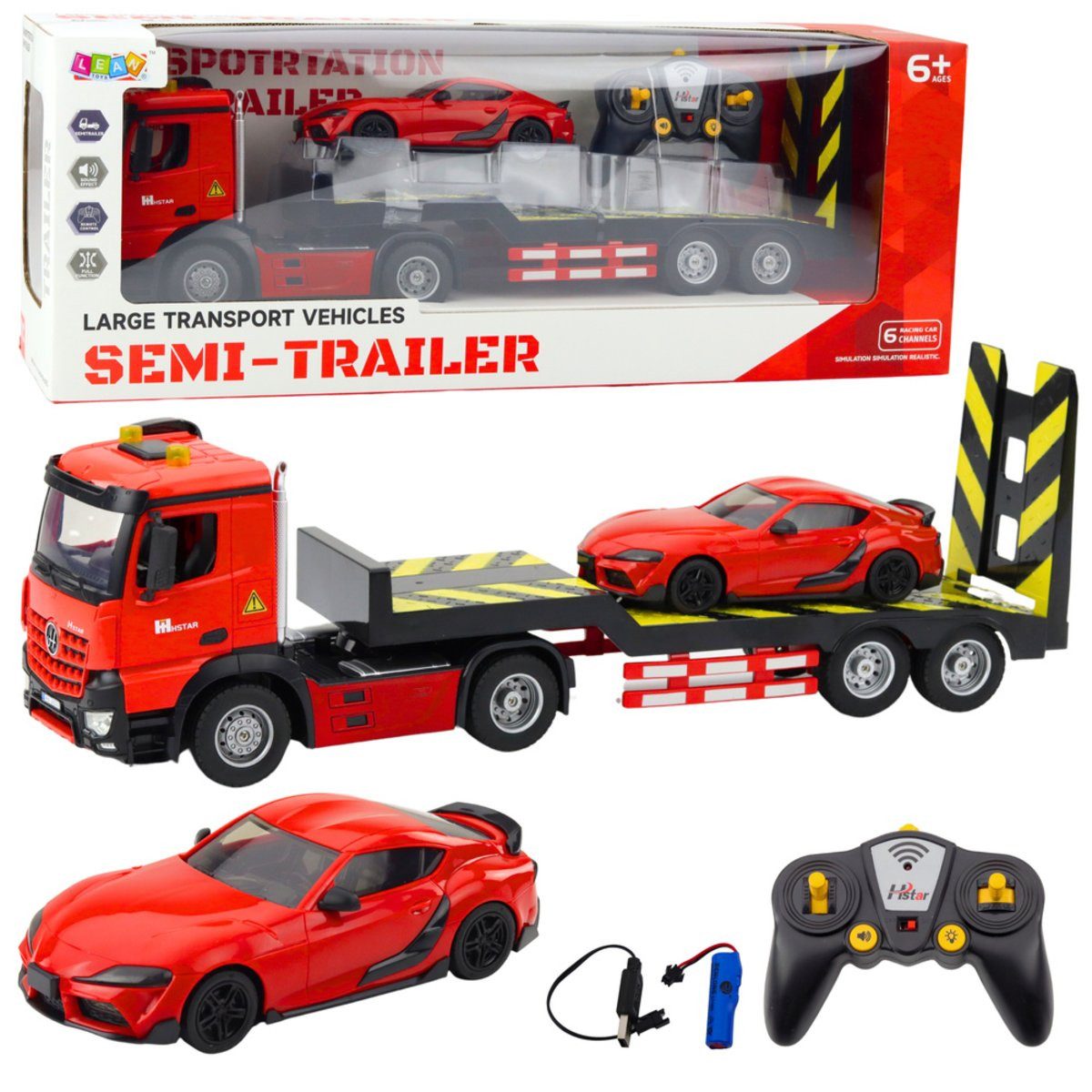 Wisam RC-Auto Ferngesteuertes RC Auto Transporter Set Sportwagen Rot 1:16