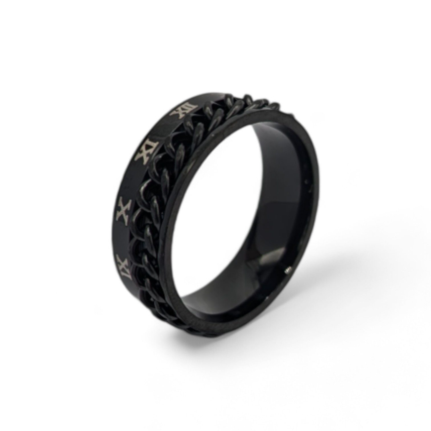 Eyecatcher Fingerring Anti-Stress-Ring mit drehbarer Kette und römischen Za günstig online kaufen