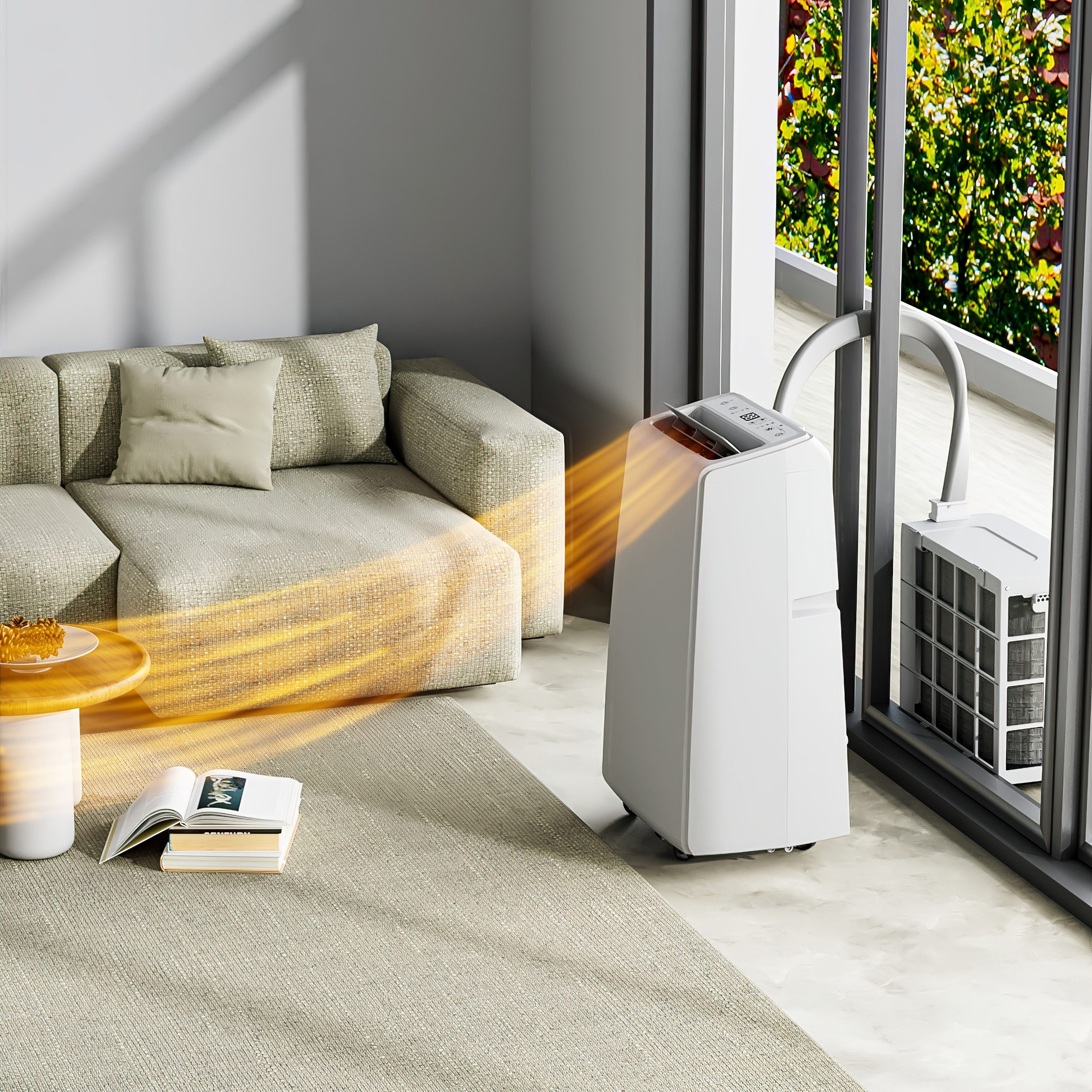 FM-SOLAR Klimagerät YFG-12H/FC6-W, Klimagerät Mobile Split Klimaanlage 12000BTU heizen kühlen Halterung