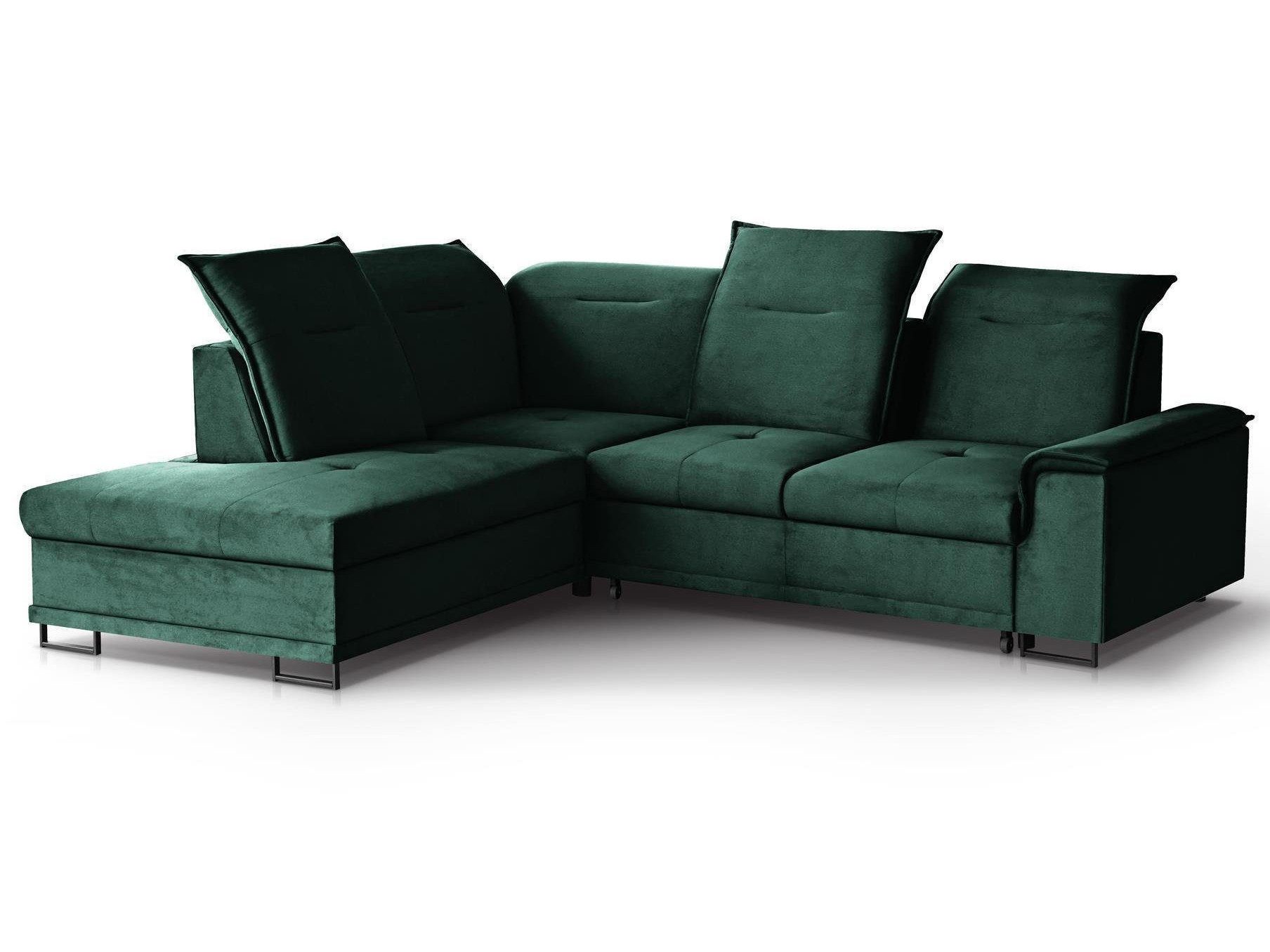 Beautysofa Ecksofa Bruno L, moderne Polsterecke aus Velours, Schlaffunktion, Bettkasten, verstellbaren Kopfstützen, verschiebbare Rückenlehne, stilvoll Corner Sofa für Wohnzimmer