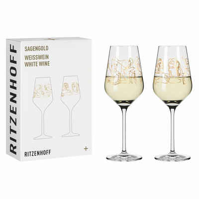 Ritzenhoff Weißweinglas »2er-Set Sagengold 001«, Kristallglas, Design von Burkhard Neie