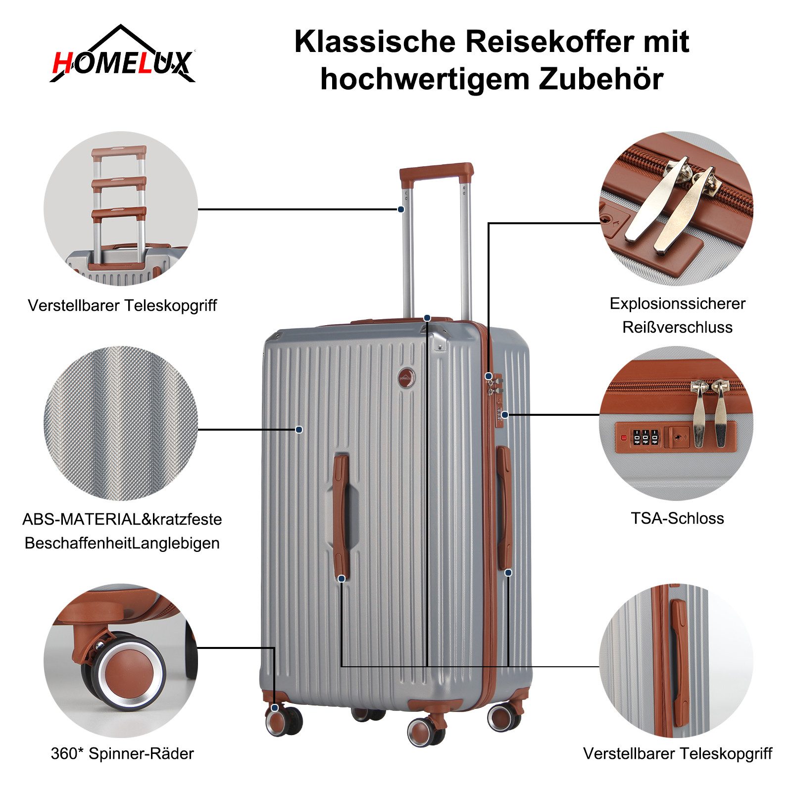 HOMELUX Kofferset Reisekoffer Set 3-teilig Hartschalenkofferset, günstig online kaufen