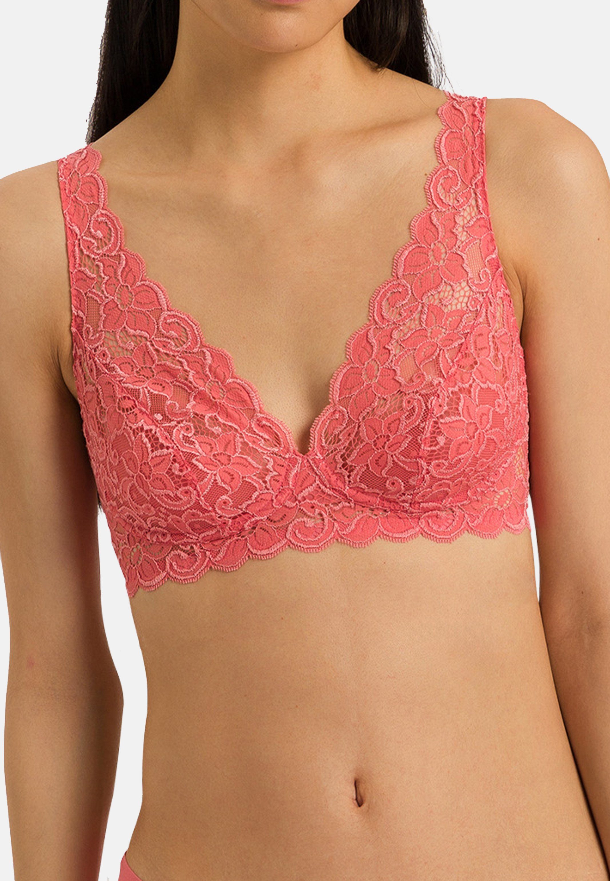 Hanro Bügelloser BH Moments (1-tlg) Soft Cup BH - ohne Bügel - Leicht transparent - Im Spitzen Design