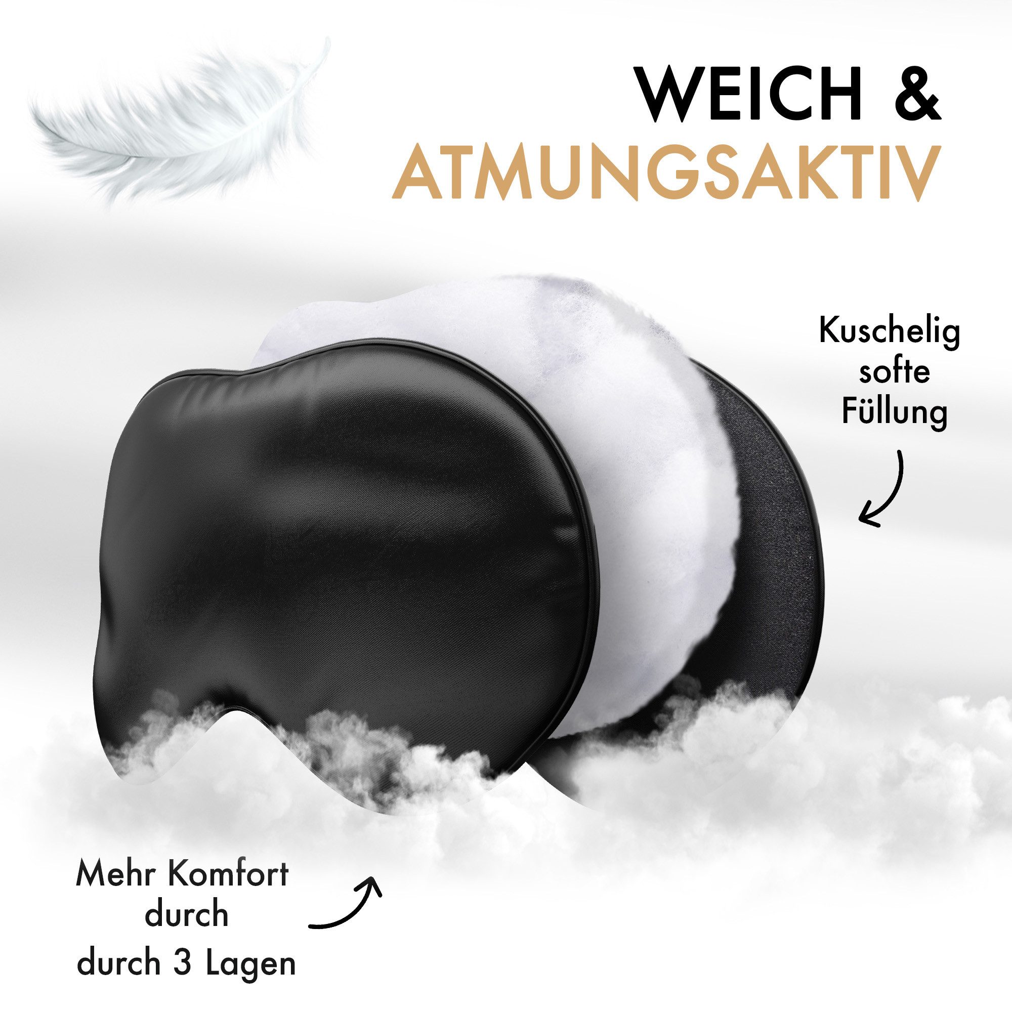 Liebesfreunde Schlafmaske Augenmaske aus edlem Satin, schwarz, 1-tlg., blickdicht