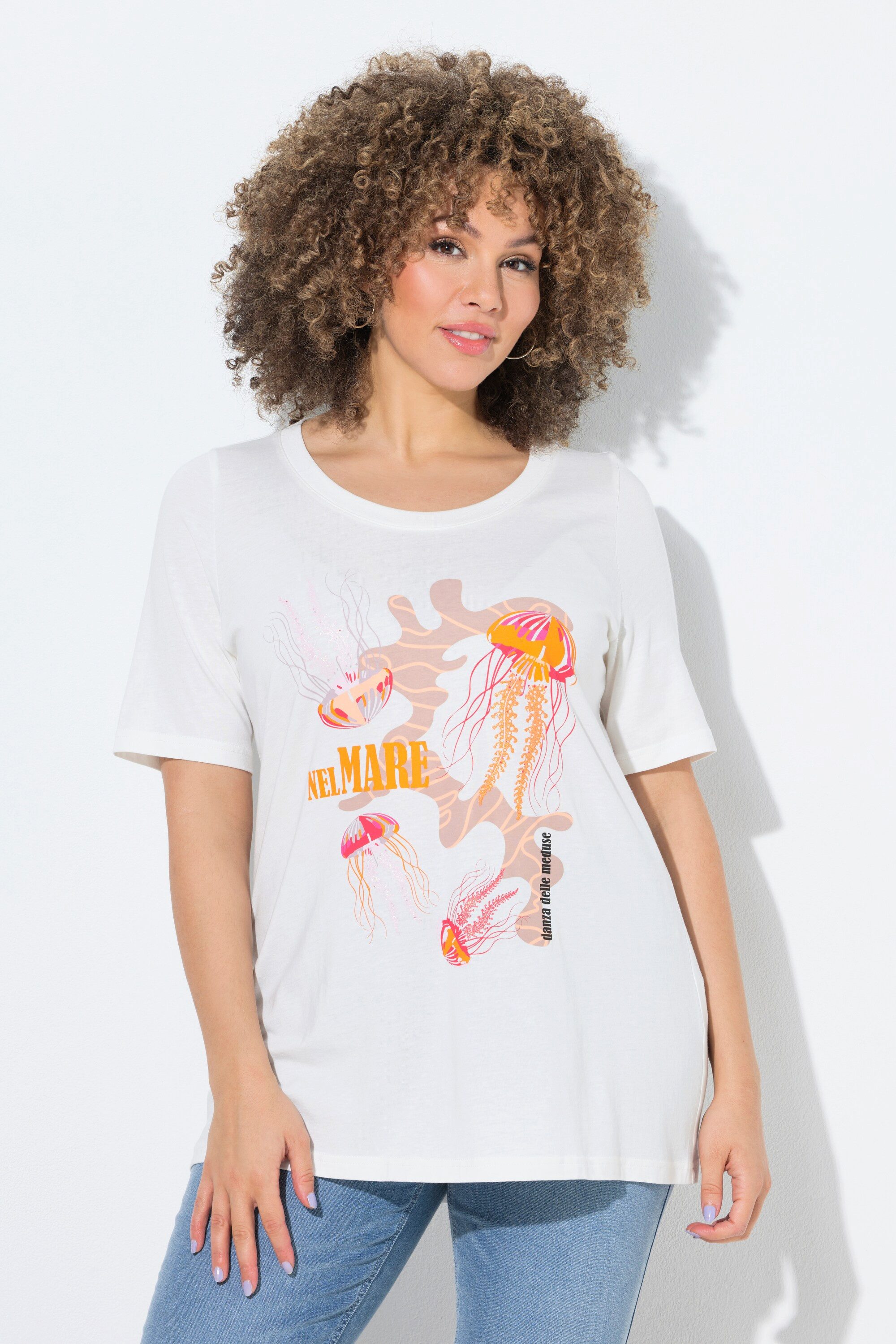 T-Shirt T-Shirt Meeresmotiv Rundhals Halbarm Modalmix