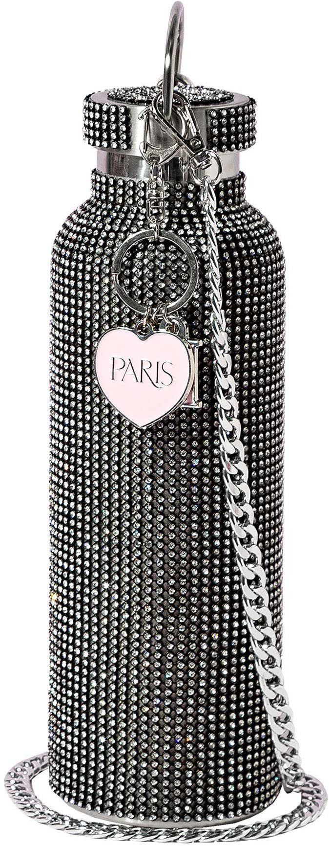 Paris Hilton Trinkflasche Paris Hilton, Luxus Trinkgefäß mit über 5000 Strasssteinen, Wasserflasche in Diamant-Optik, Luxusgetränkebehälter, aus Edelstahl